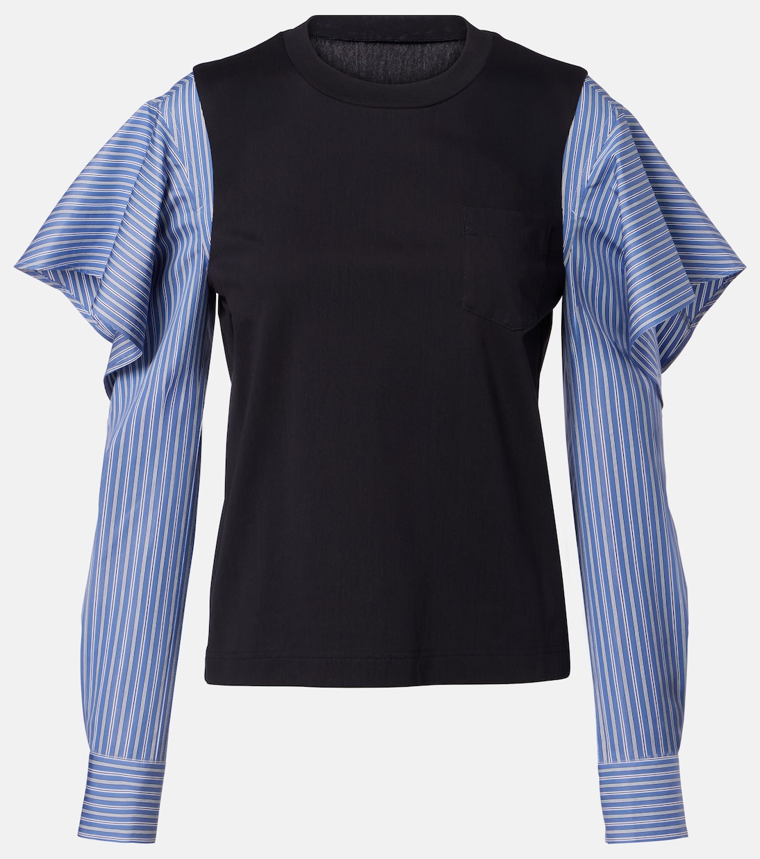 Striped cotton jersey and poplin shirt | Sacai