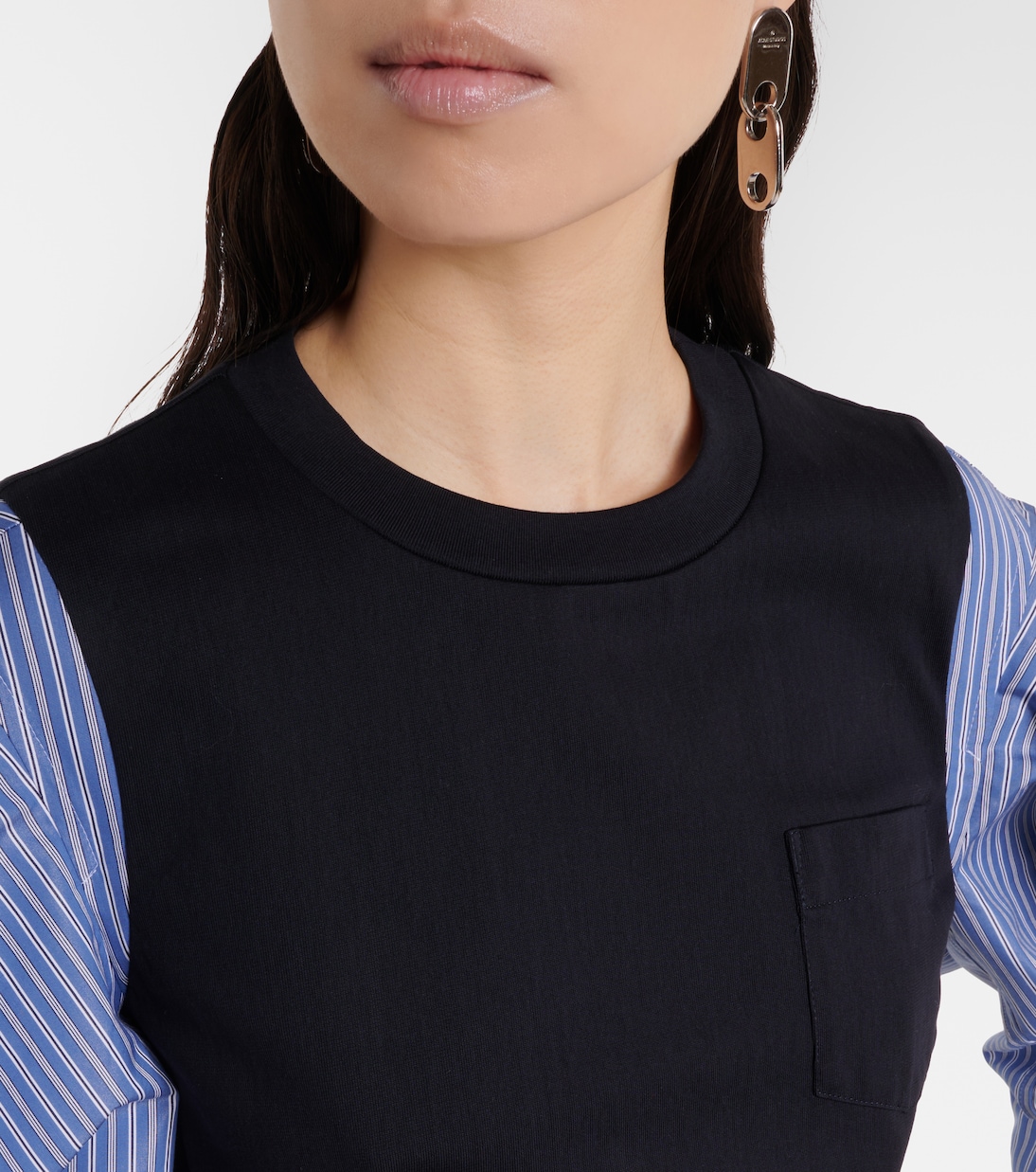 Striped cotton jersey and poplin shirt | Sacai