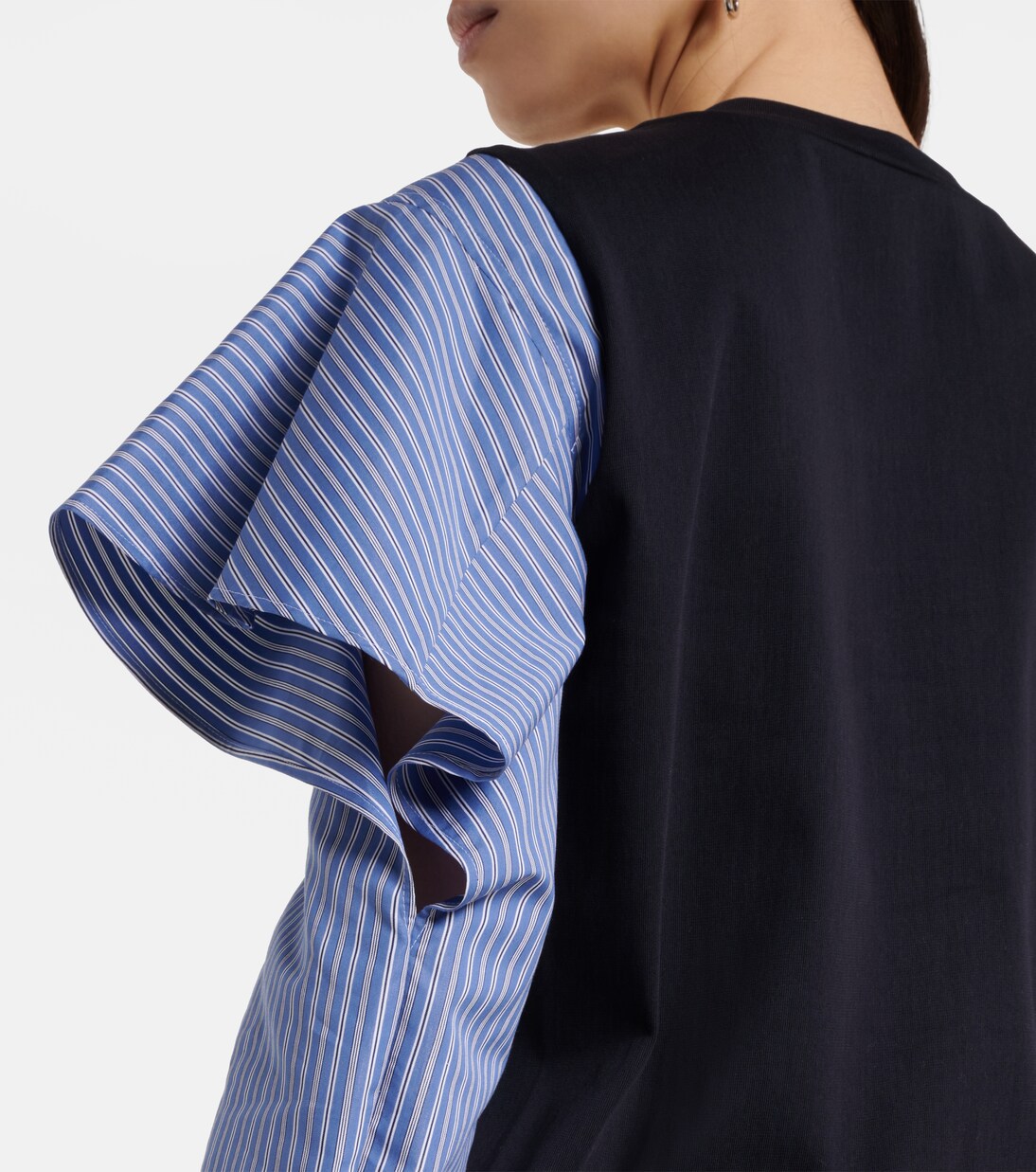 Striped cotton jersey and poplin shirt | Sacai