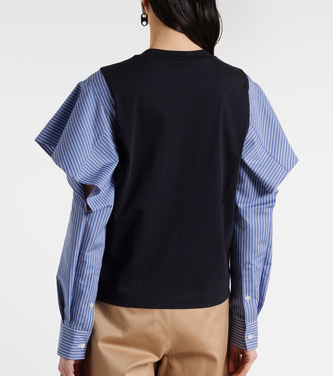 Striped cotton jersey and poplin shirt | Sacai