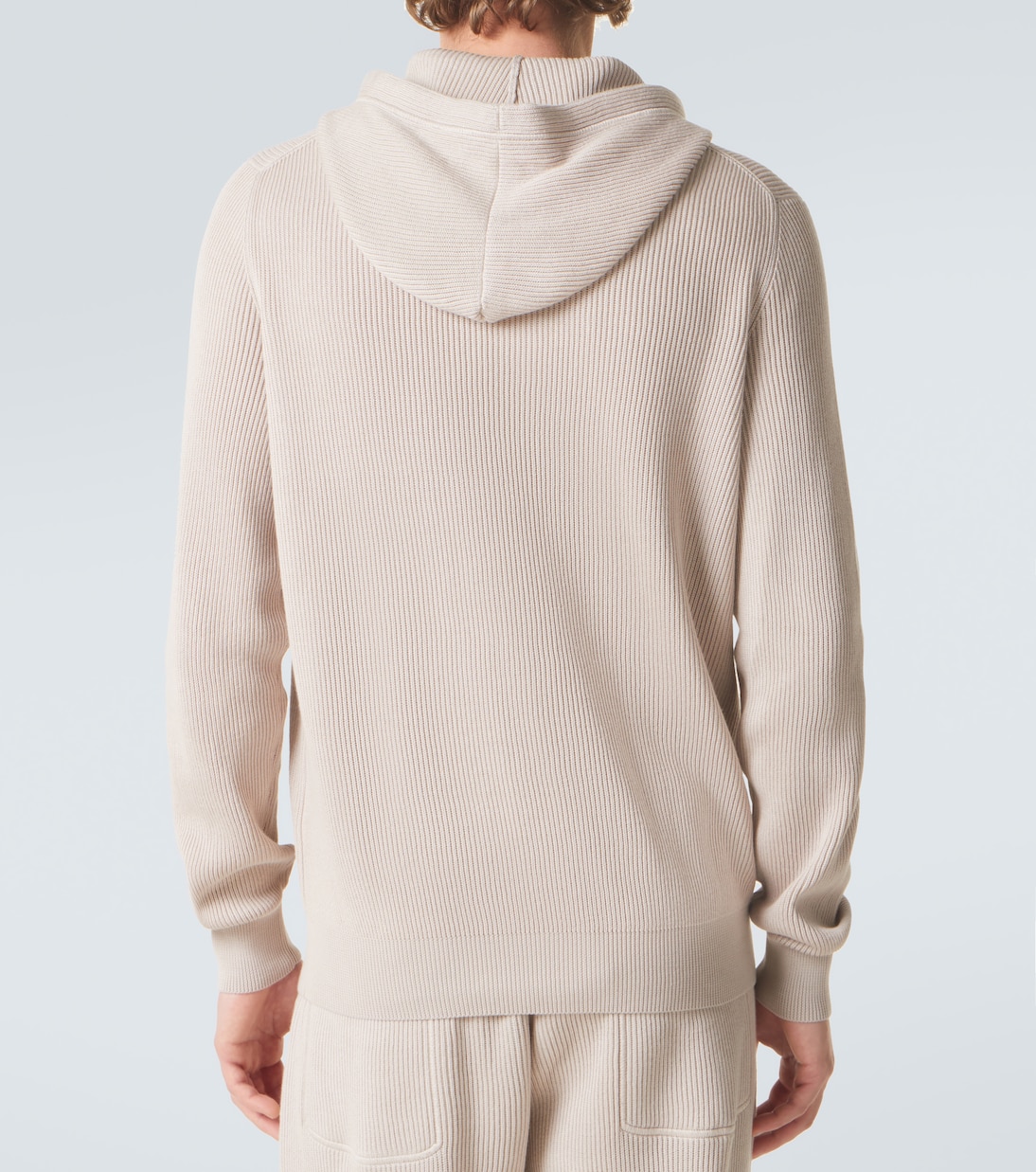 Logo ribbed-knit cotton zip-up hoodie | Brunello Cucinelli