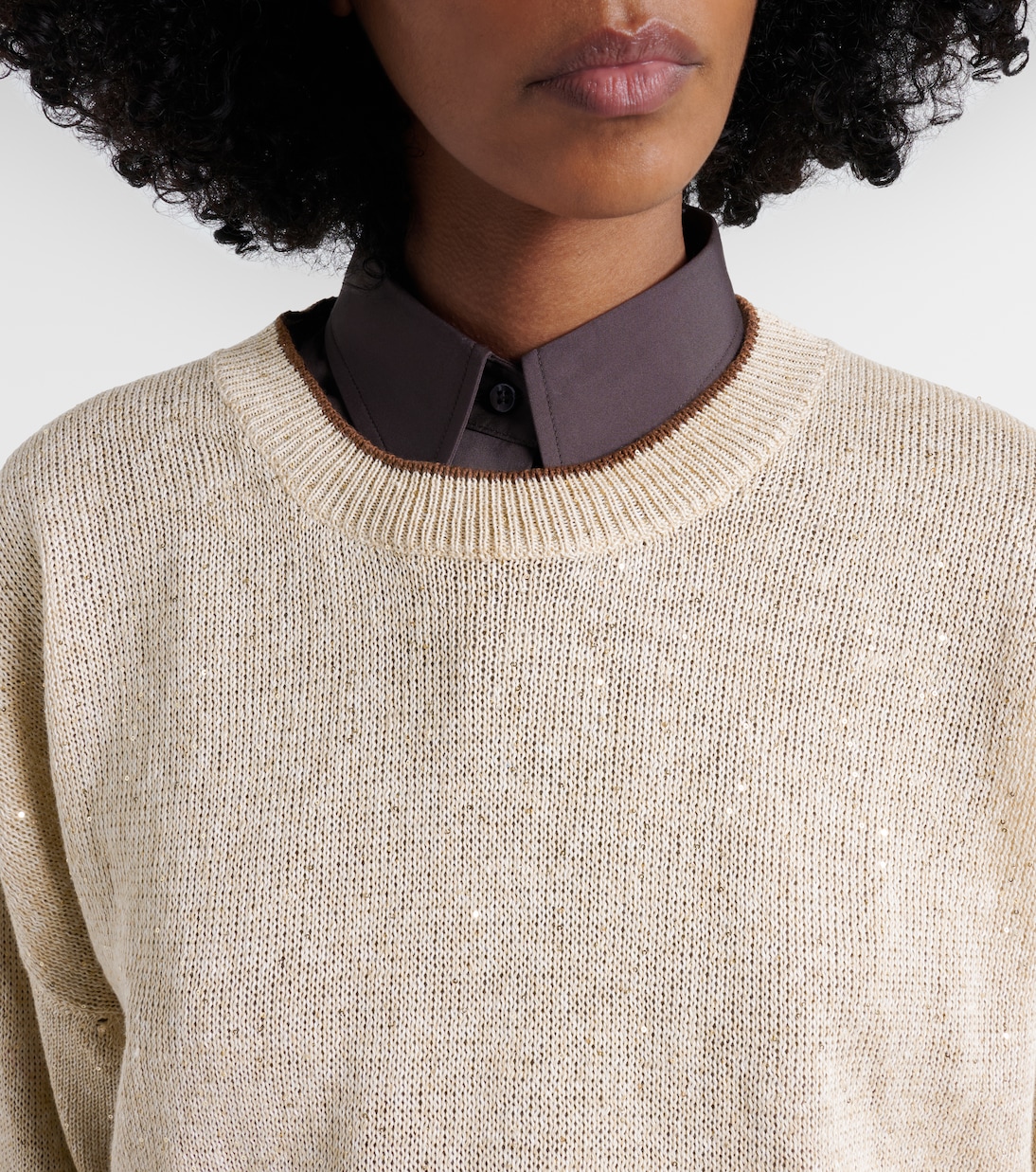 Sequined linen-blend sweater | Brunello Cucinelli