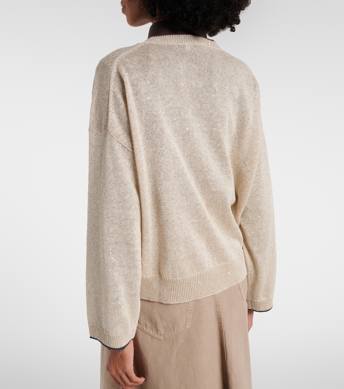 Sequined linen-blend sweater | Brunello Cucinelli