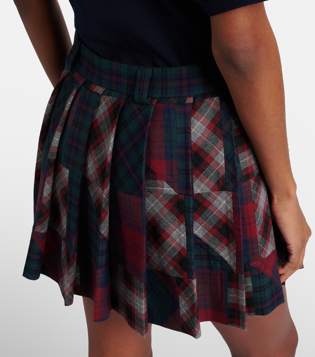 Patchwork plaid virgin wool miniskirt | Miu Miu
