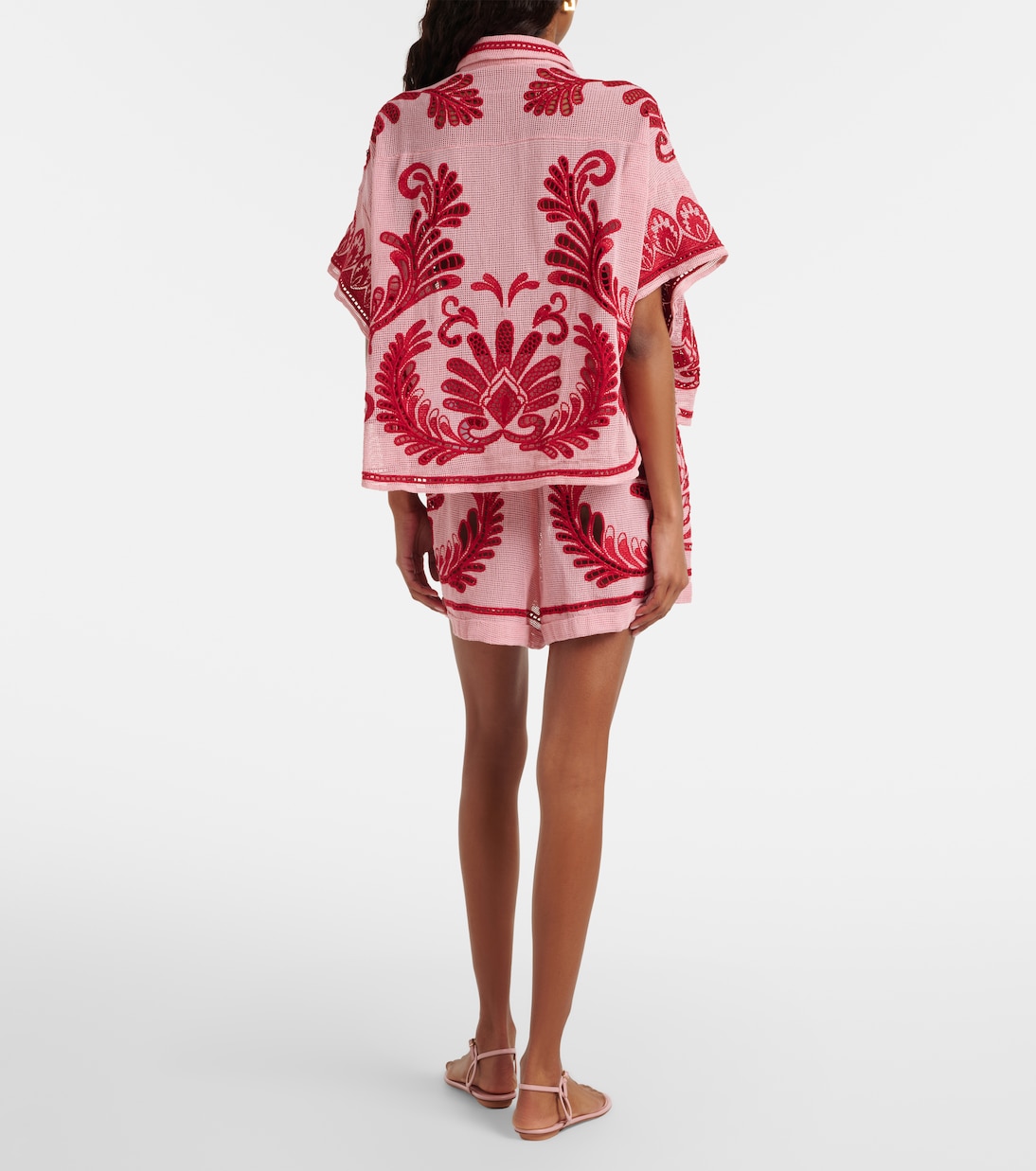 Bestickte Shorts aus Baumwoll-Mesh | Farm Rio