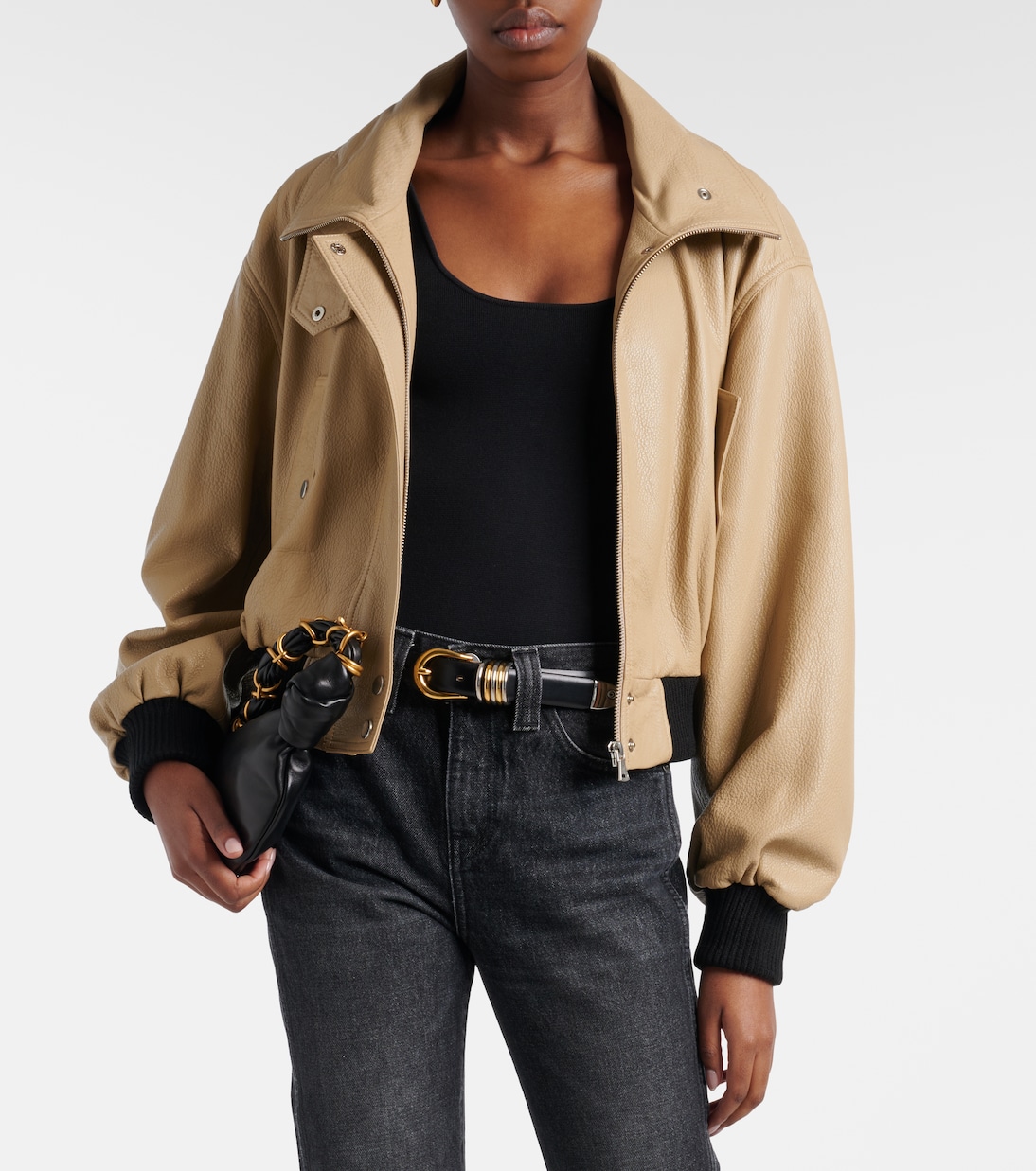 Cropped-Blouson Briar aus Leder | Nour Hammour