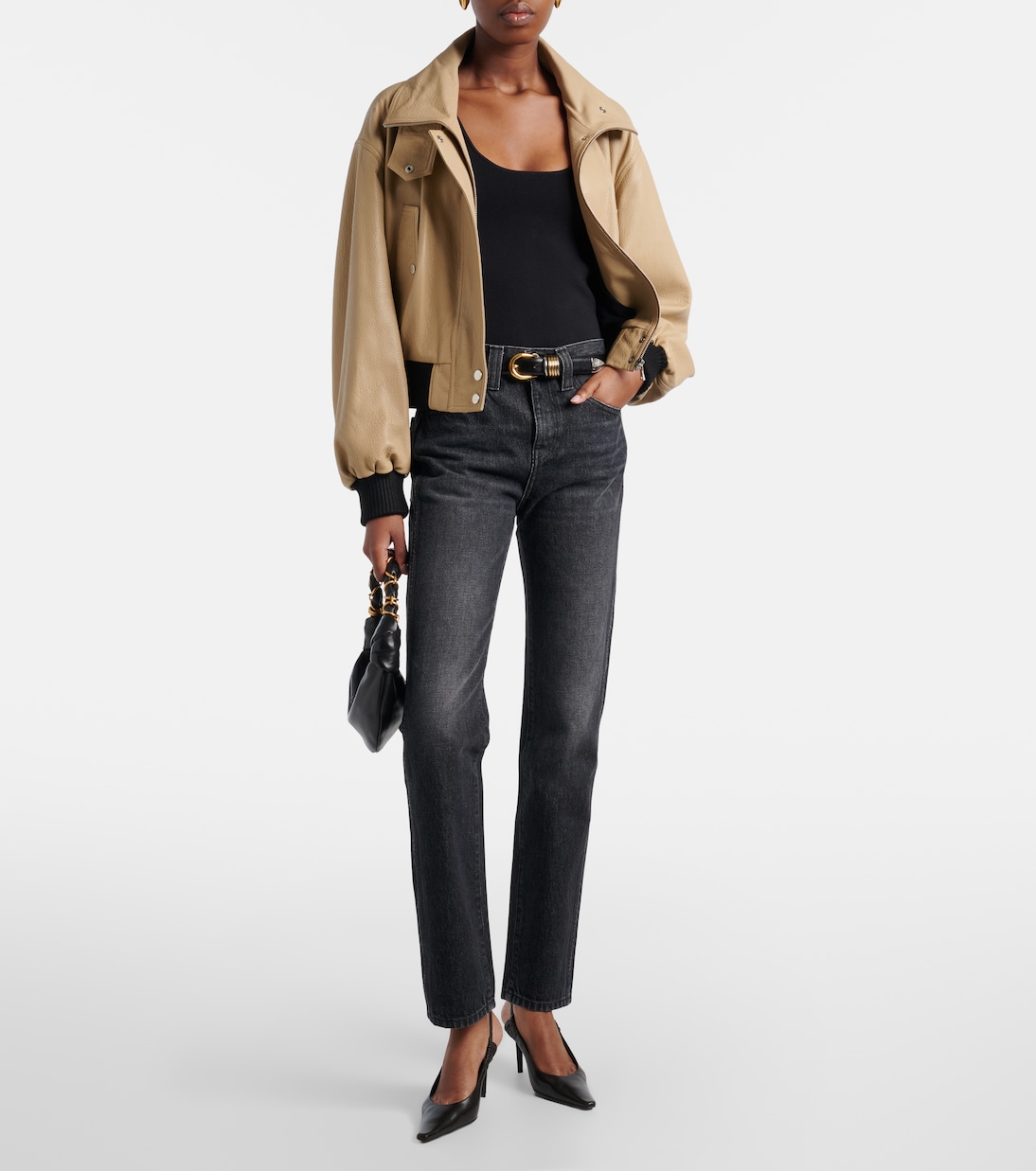 Cropped-Blouson Briar aus Leder | Nour Hammour