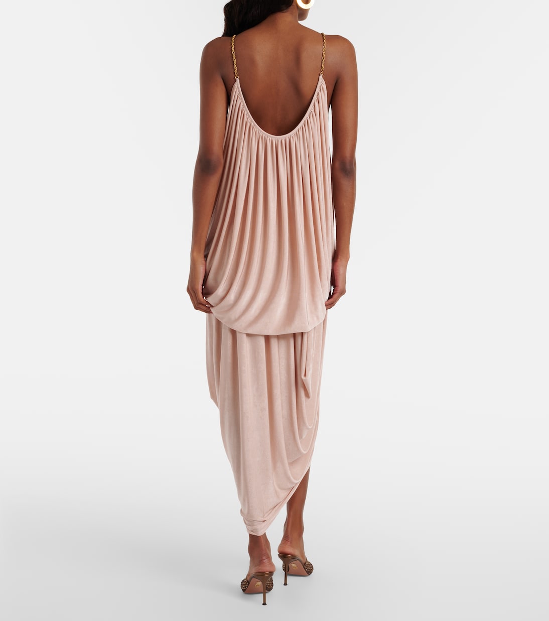 Asymmetric draped midi skirt | Xu Zhi