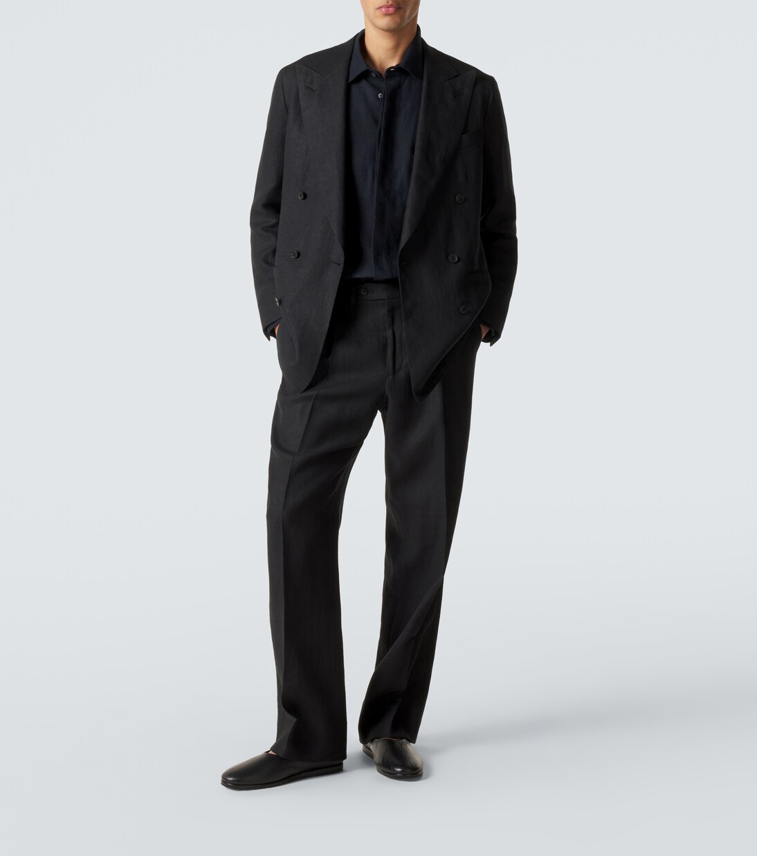 Double-breasted linen suit | Saman Amel