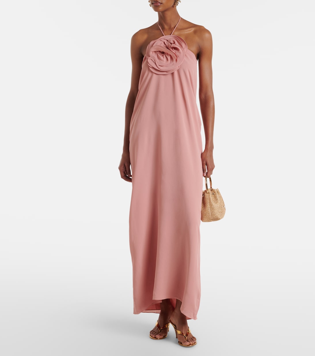 Robe longue à dos nu et appliqués floraux | Adriana Degreas