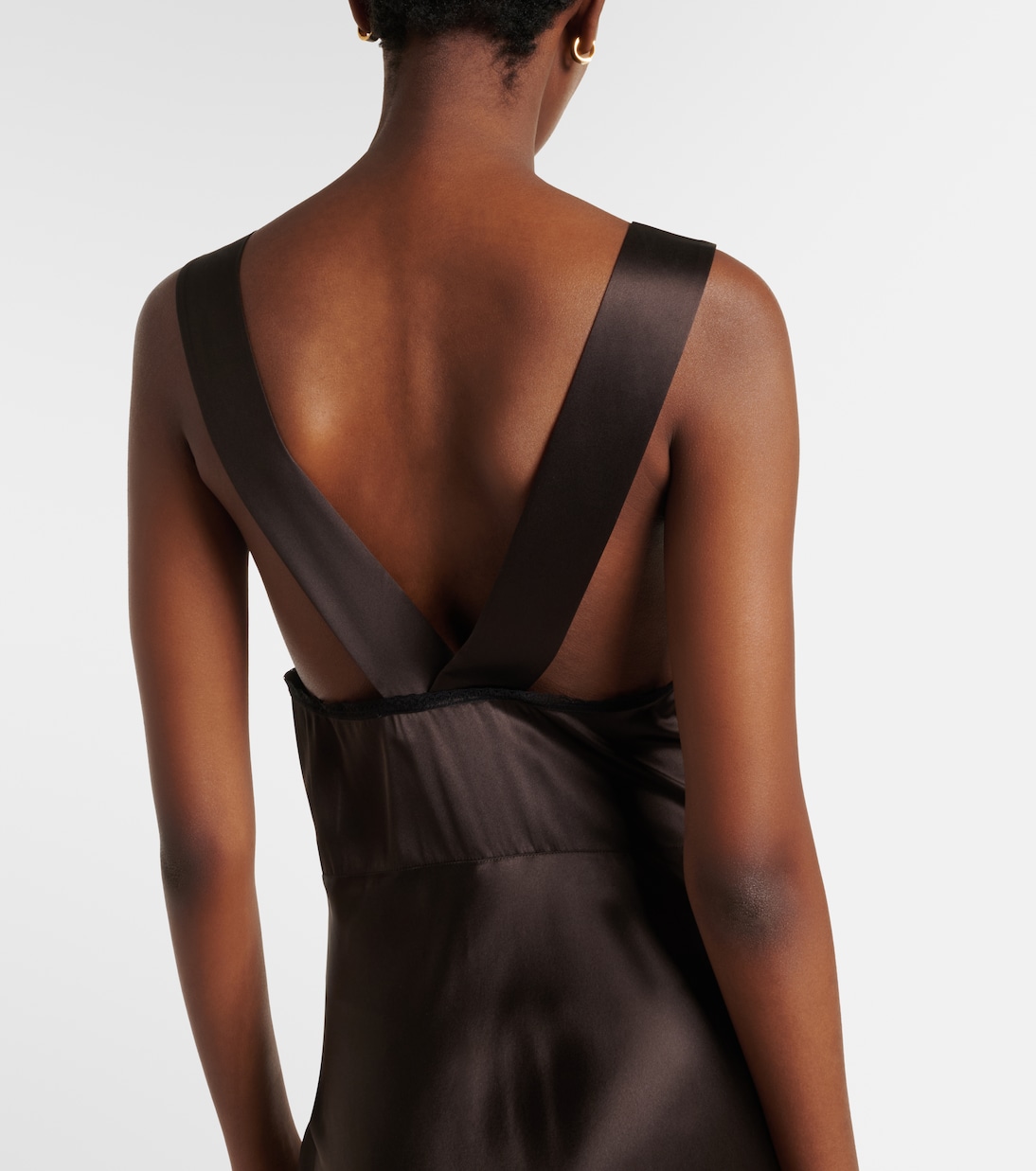 Vestido largo de seda con encaje | SIR