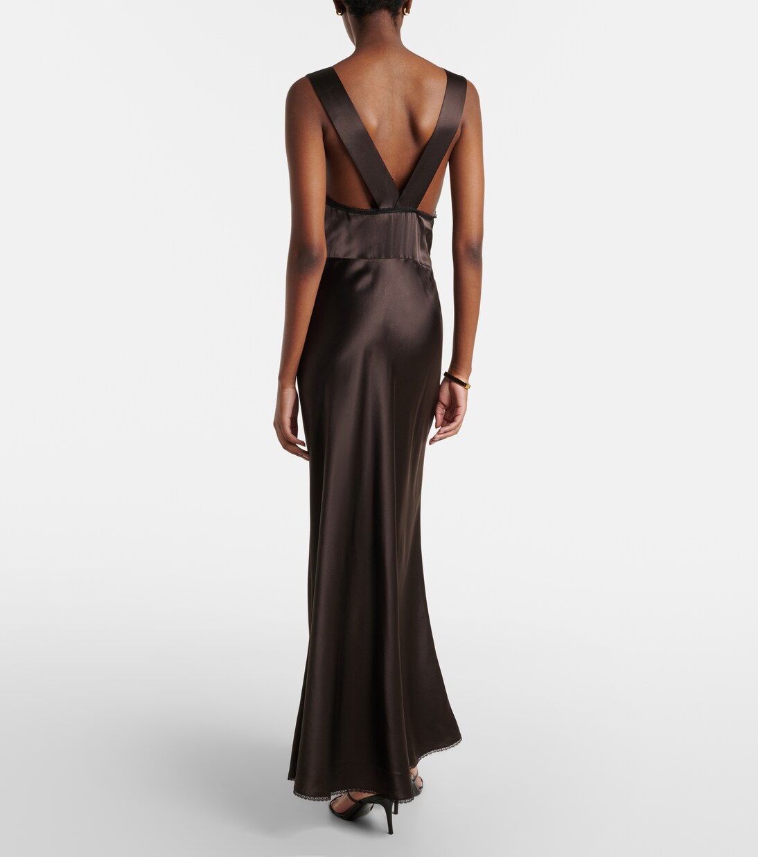 Vestido largo de seda con encaje | SIR