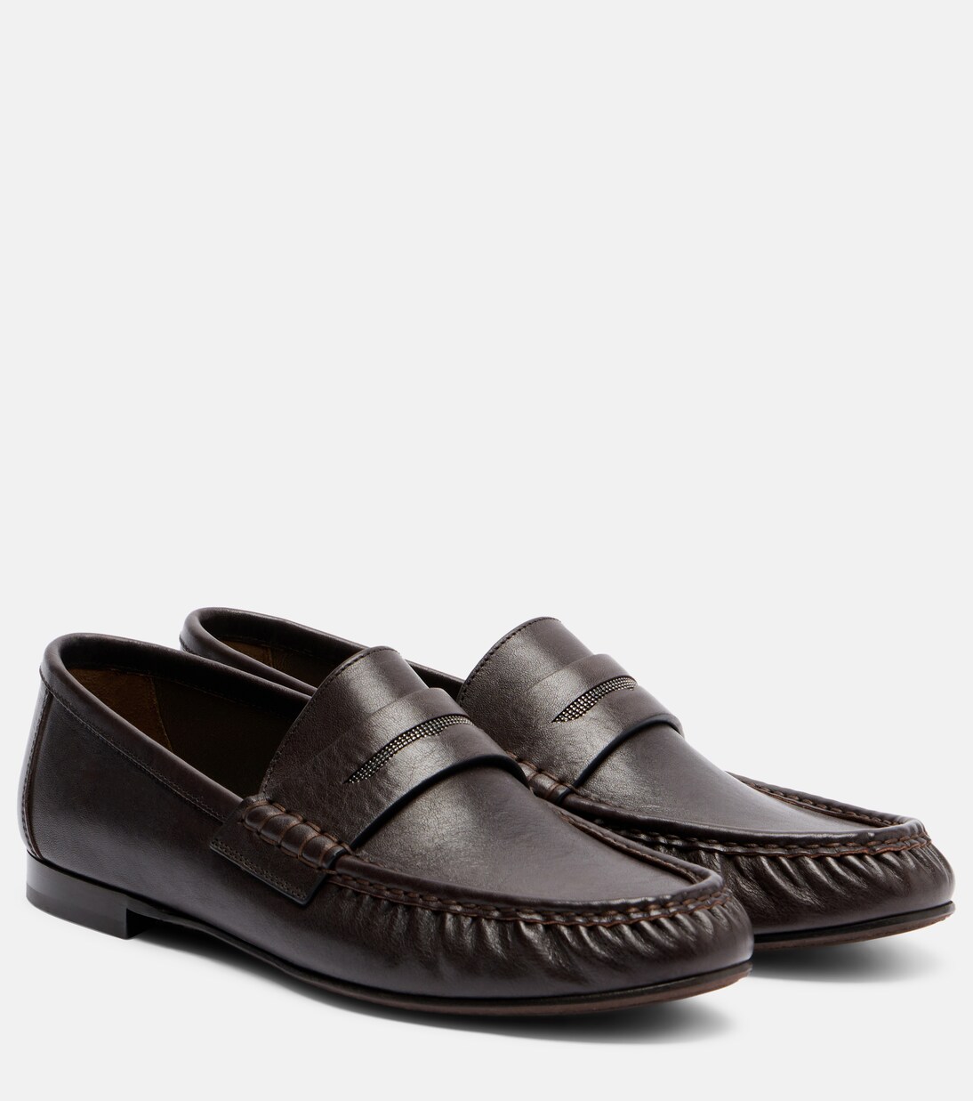 Monili leather penny loafers | Brunello Cucinelli