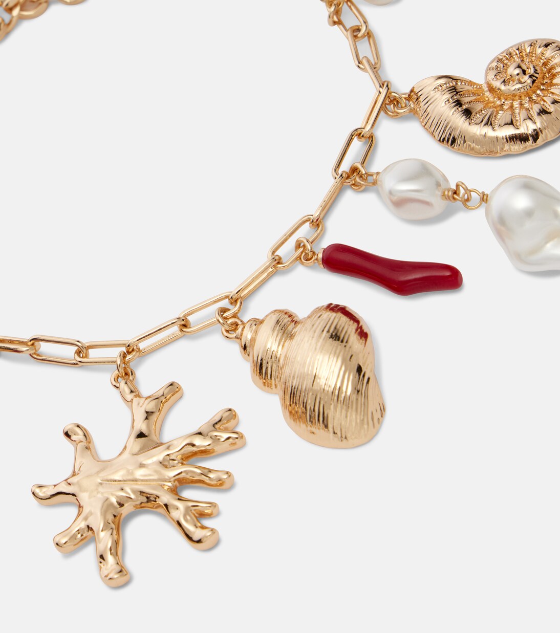 Faux pearl-embellished charm bracelet | Self-Portrait