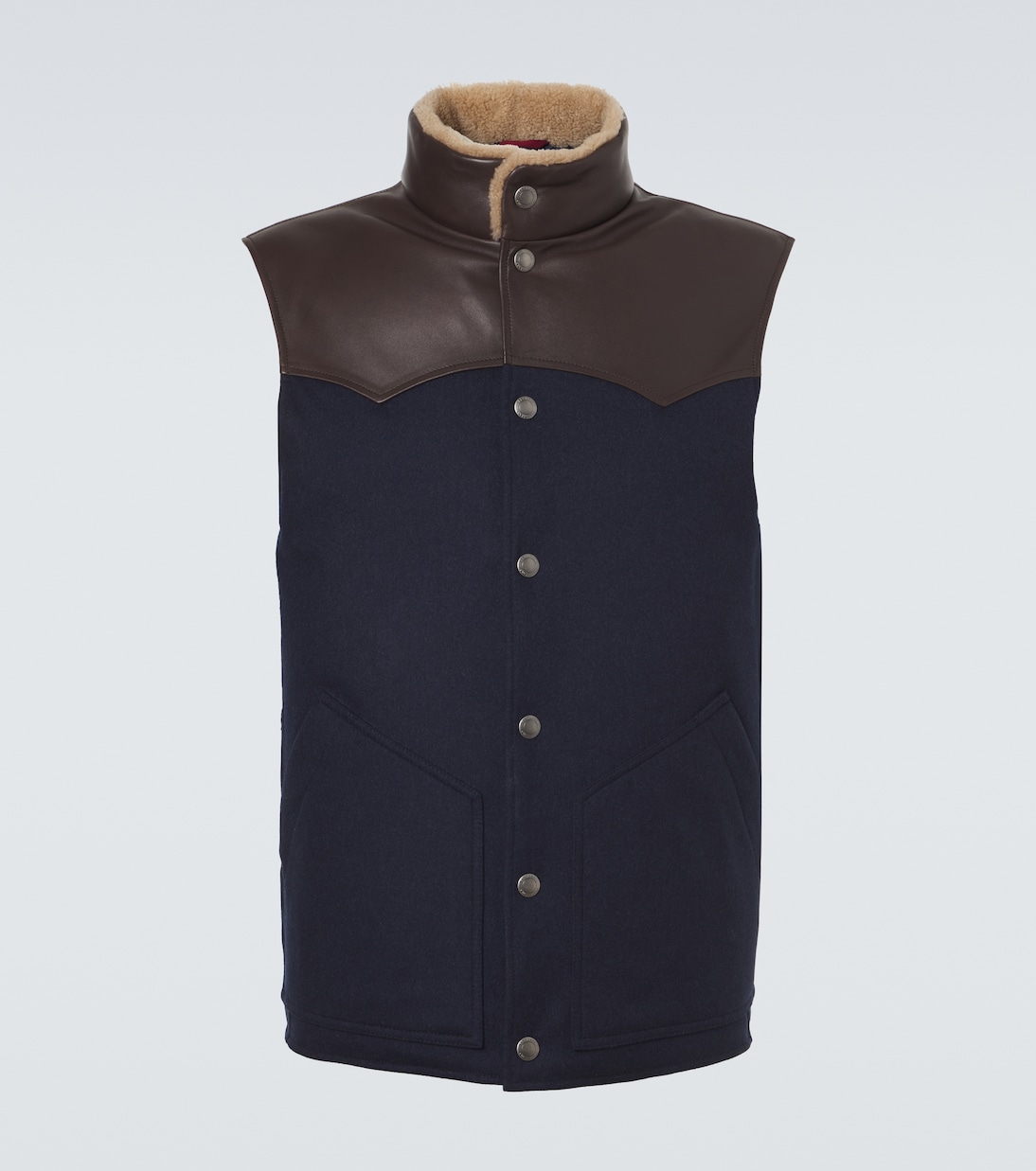 Shearling-trimmed wool vest | Brunello Cucinelli