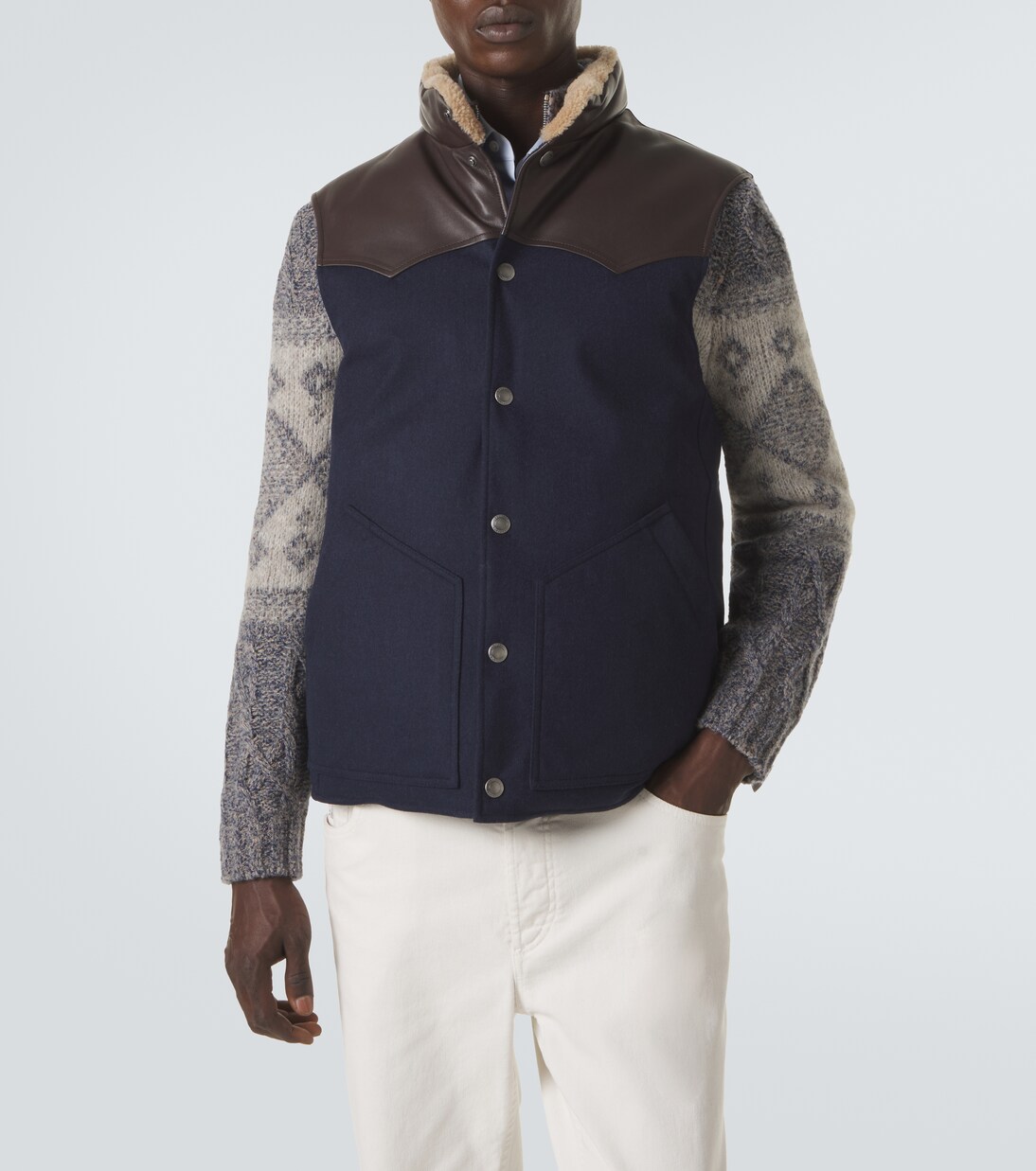 Shearling-trimmed wool vest | Brunello Cucinelli