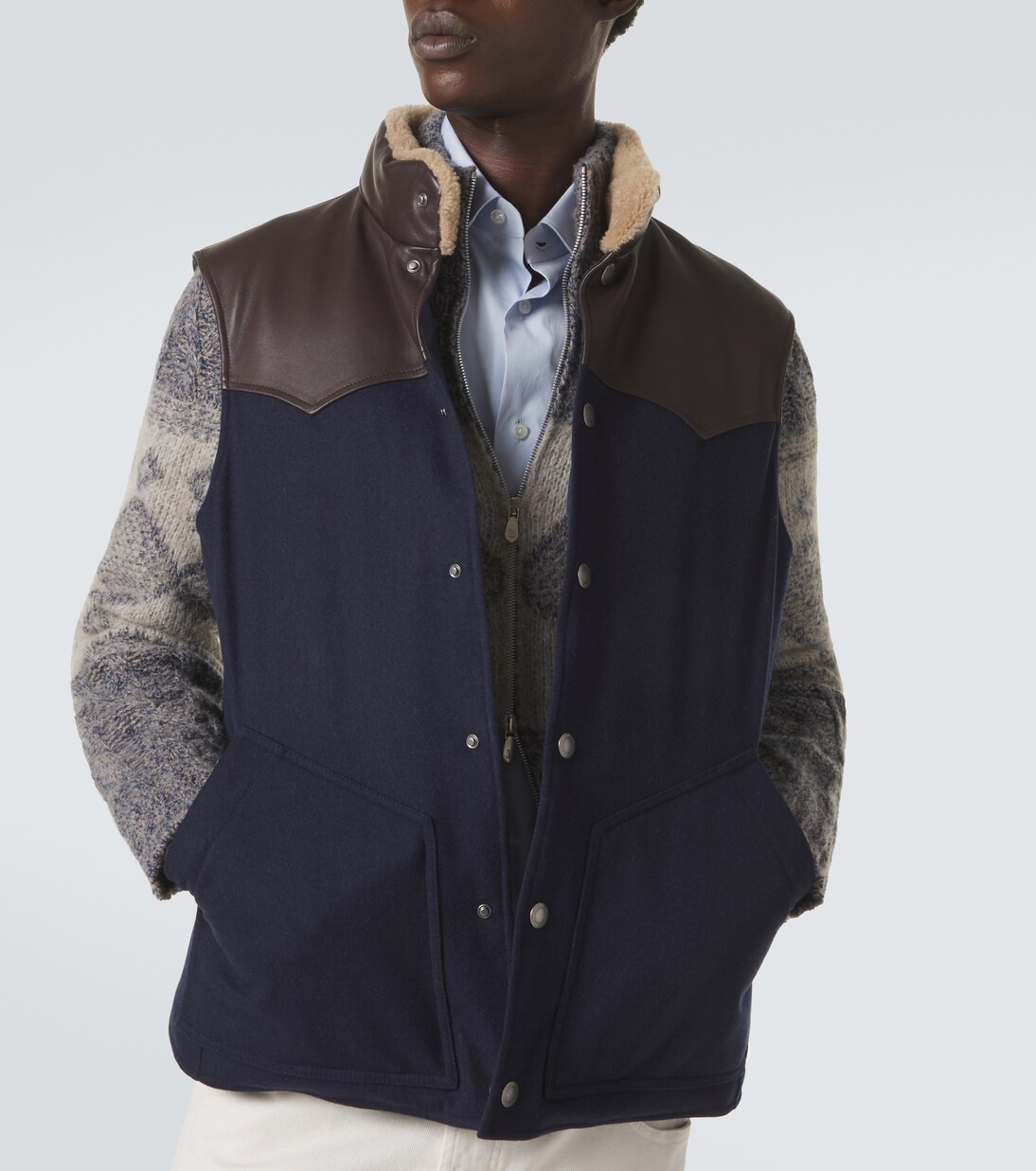 Shearling-trimmed wool vest | Brunello Cucinelli
