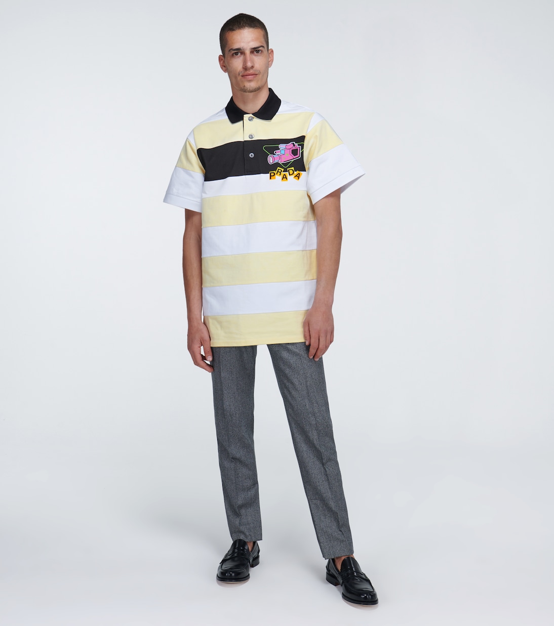 相机印花条纹Polo衫 | Prada