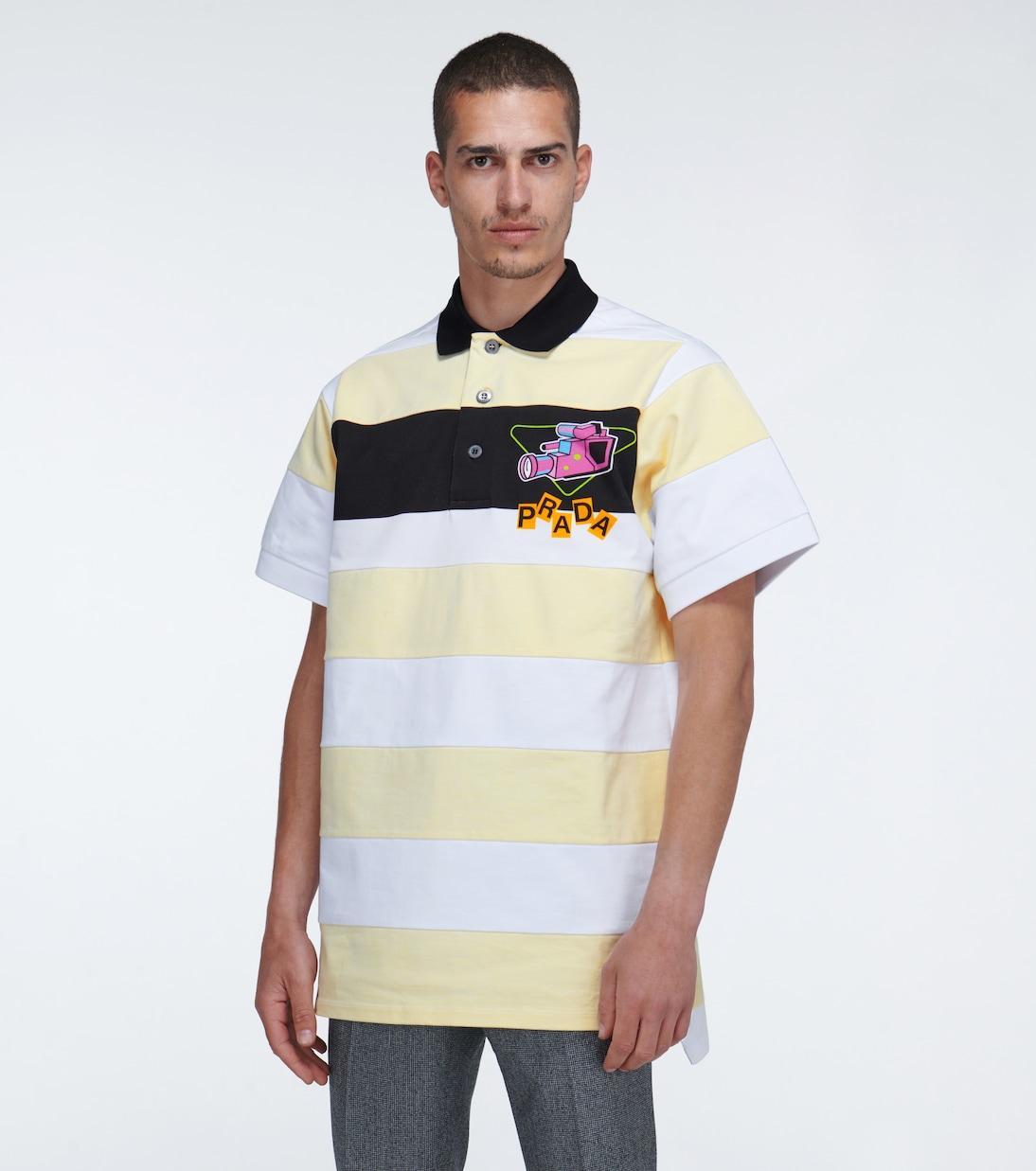 相机印花条纹Polo衫 | Prada