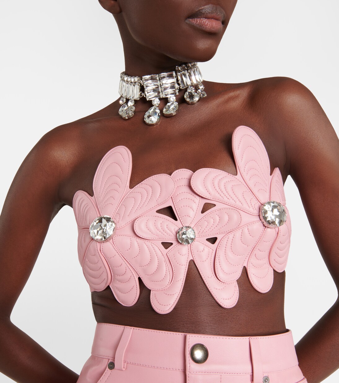 Bustier-Top Mussel Flower aus Leder | Area