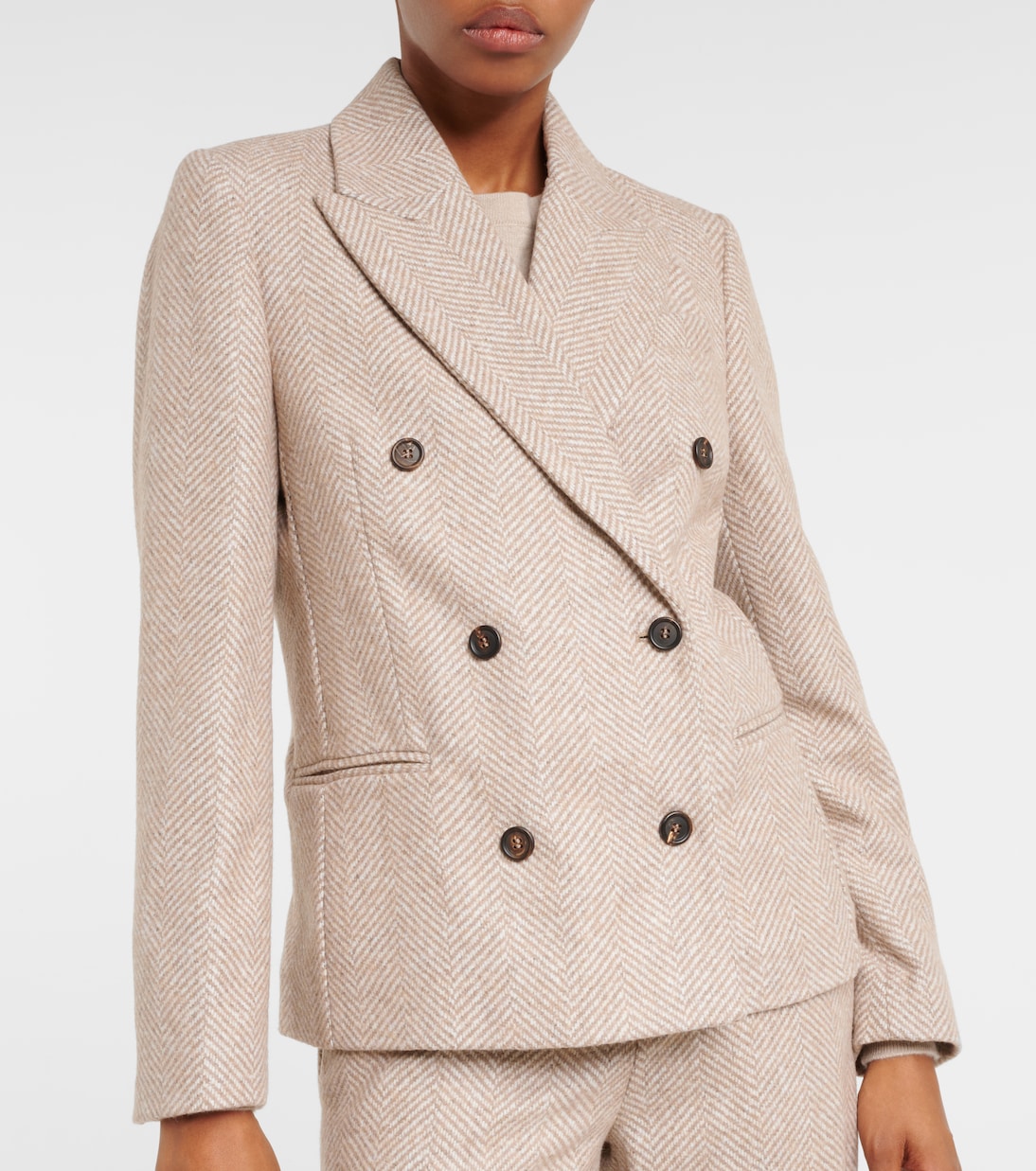 Blazer cruzado de mezcla de lana | Brunello Cucinelli