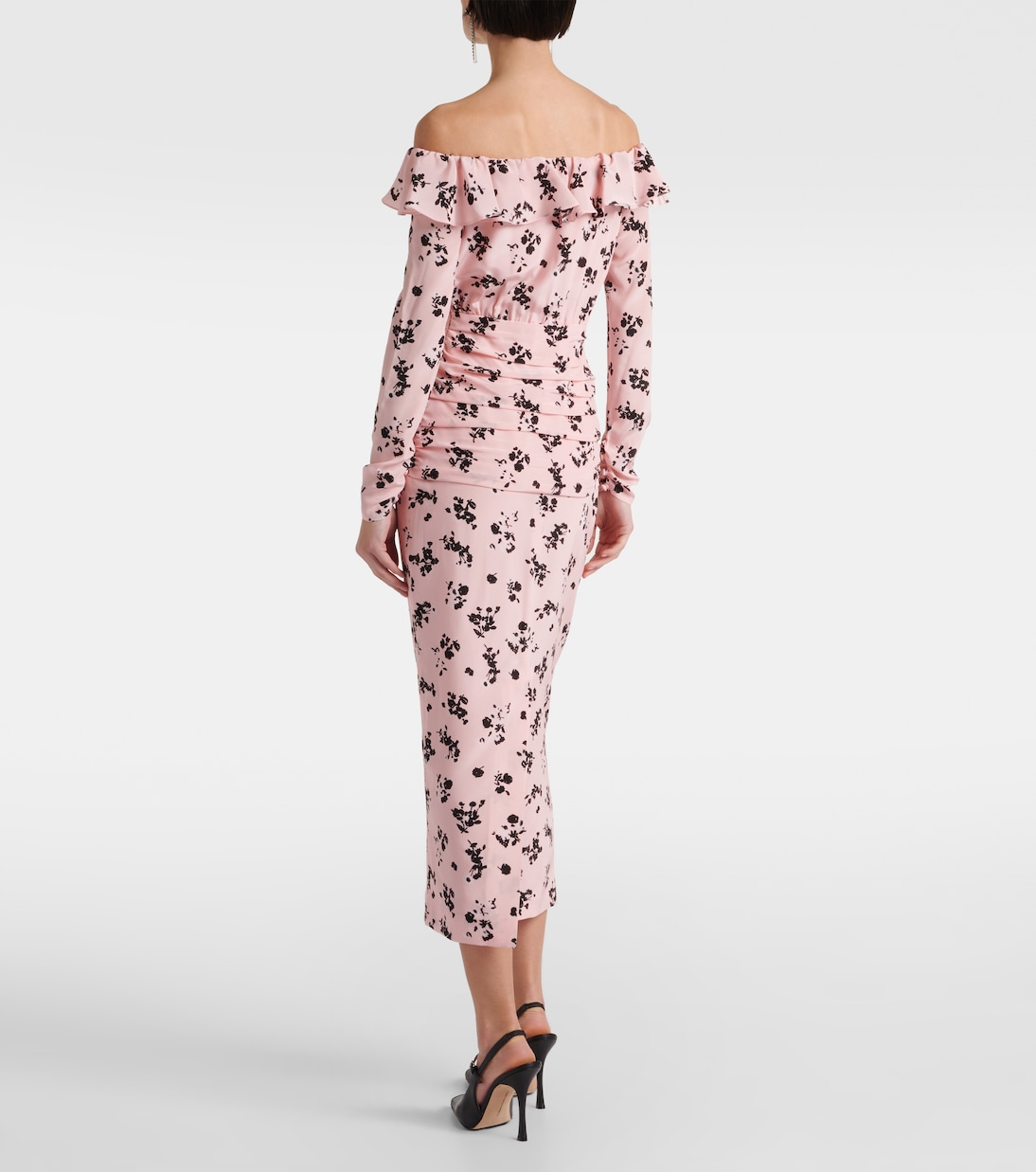 Robe midi en soie à fleurs | Alessandra Rich