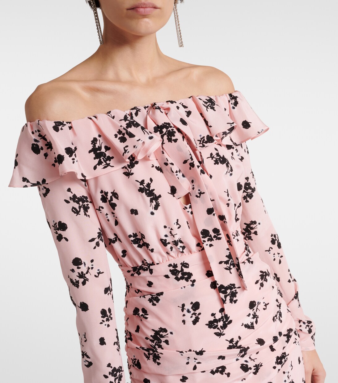 Robe midi en soie à fleurs | Alessandra Rich