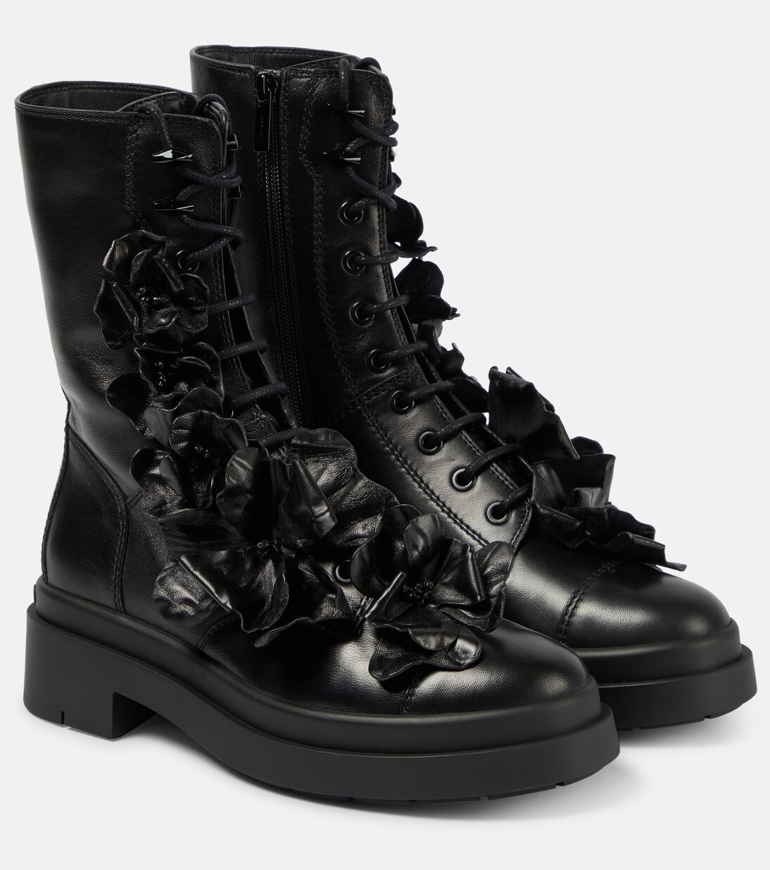 Nari Flowers leather combat boots | Jimmy Choo