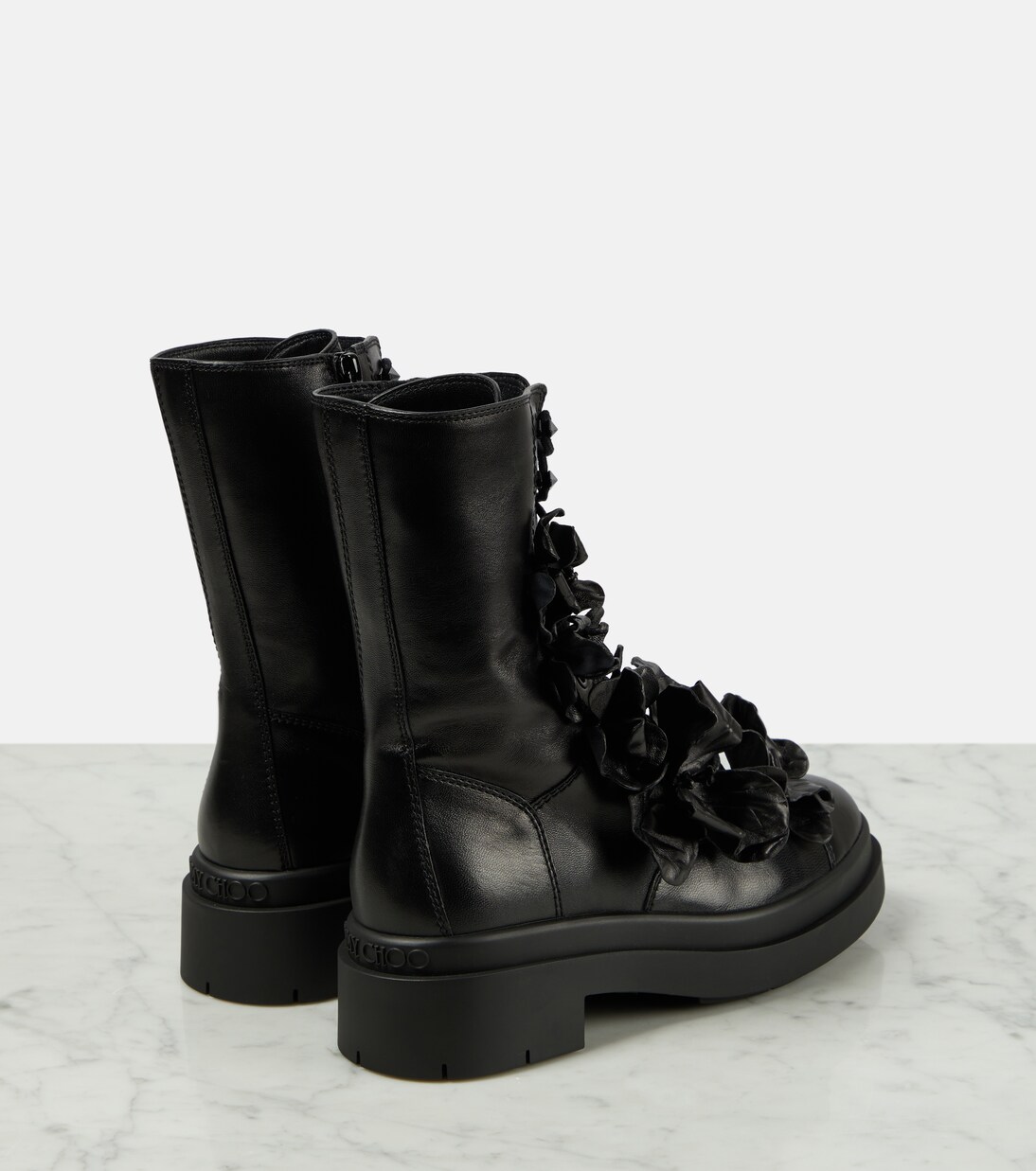 Nari Flowers leather combat boots | Jimmy Choo
