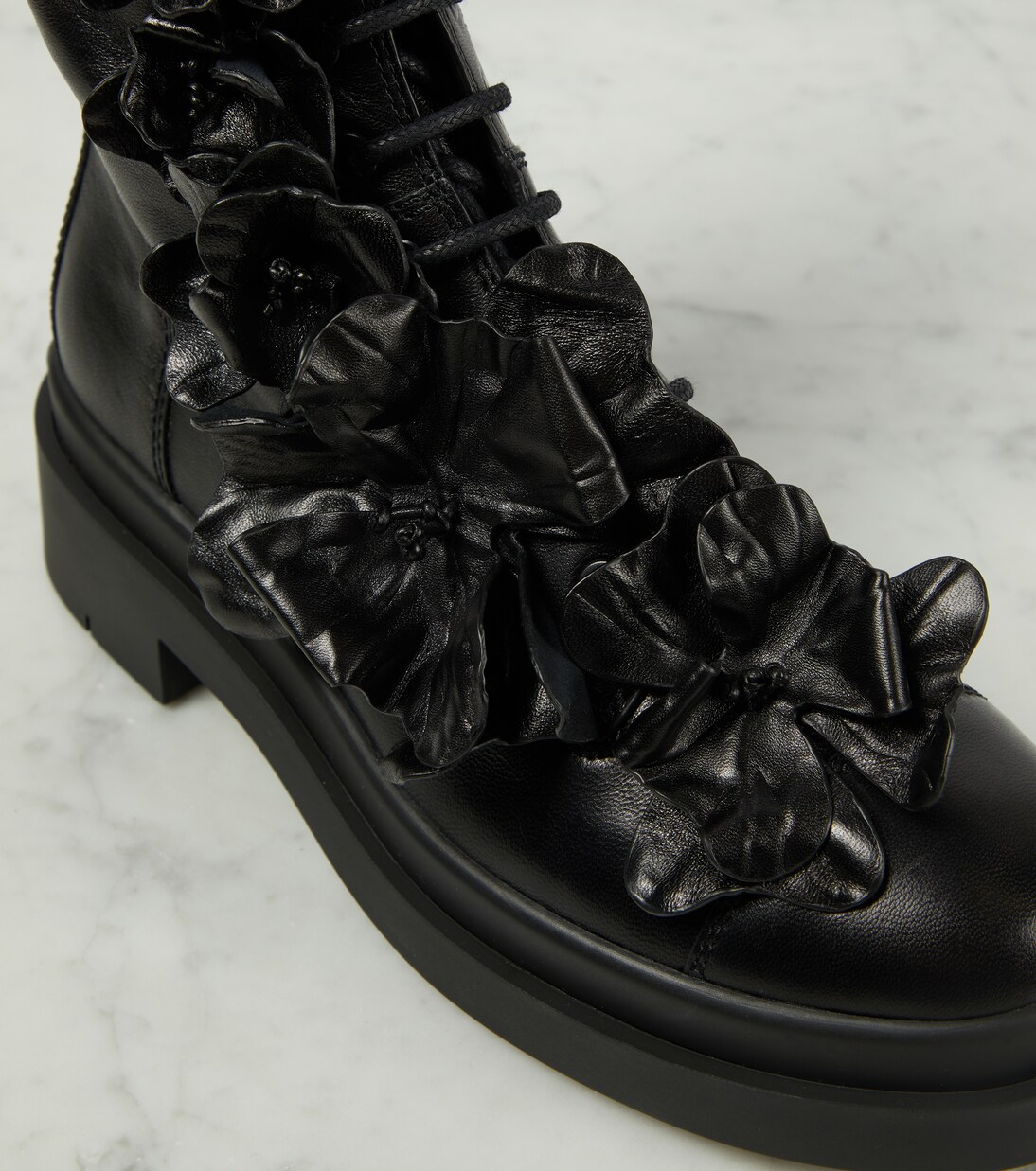 Nari Flowers leather combat boots | Jimmy Choo