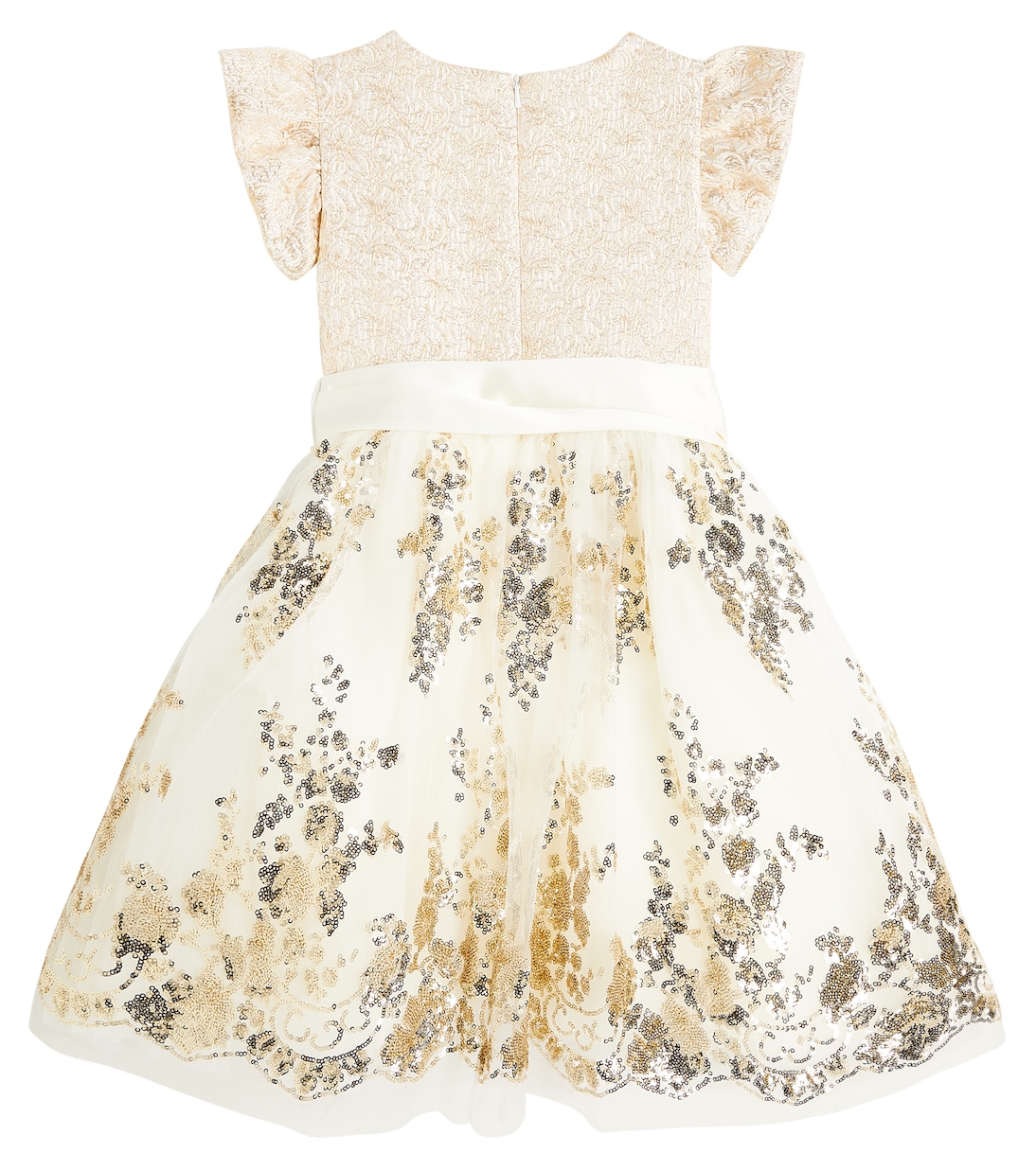 Sequined embroidered tulle-trimmed dress | Monnalisa