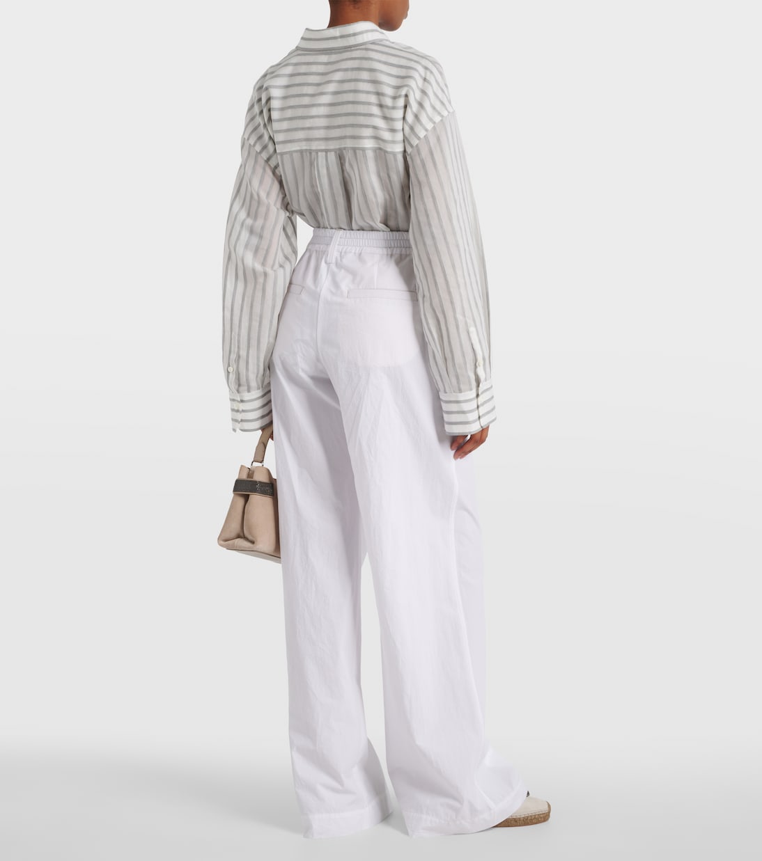 Weite High-Rise-Hose aus Baumwolle | Brunello Cucinelli