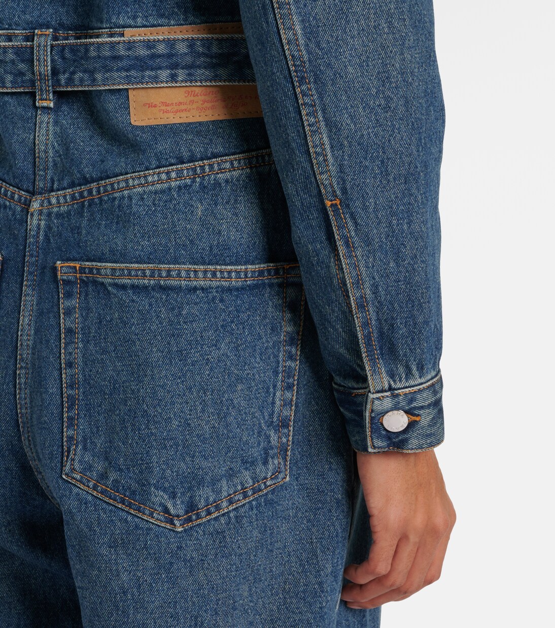 Belted denim jumpsuit | Prada