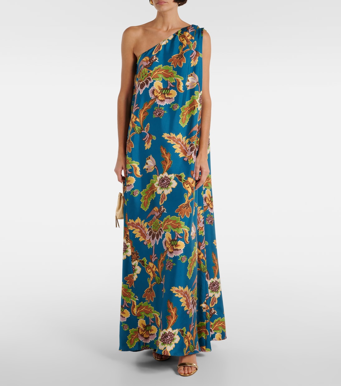 Vestido largo Roy en sarga de seda estampado | La DoubleJ