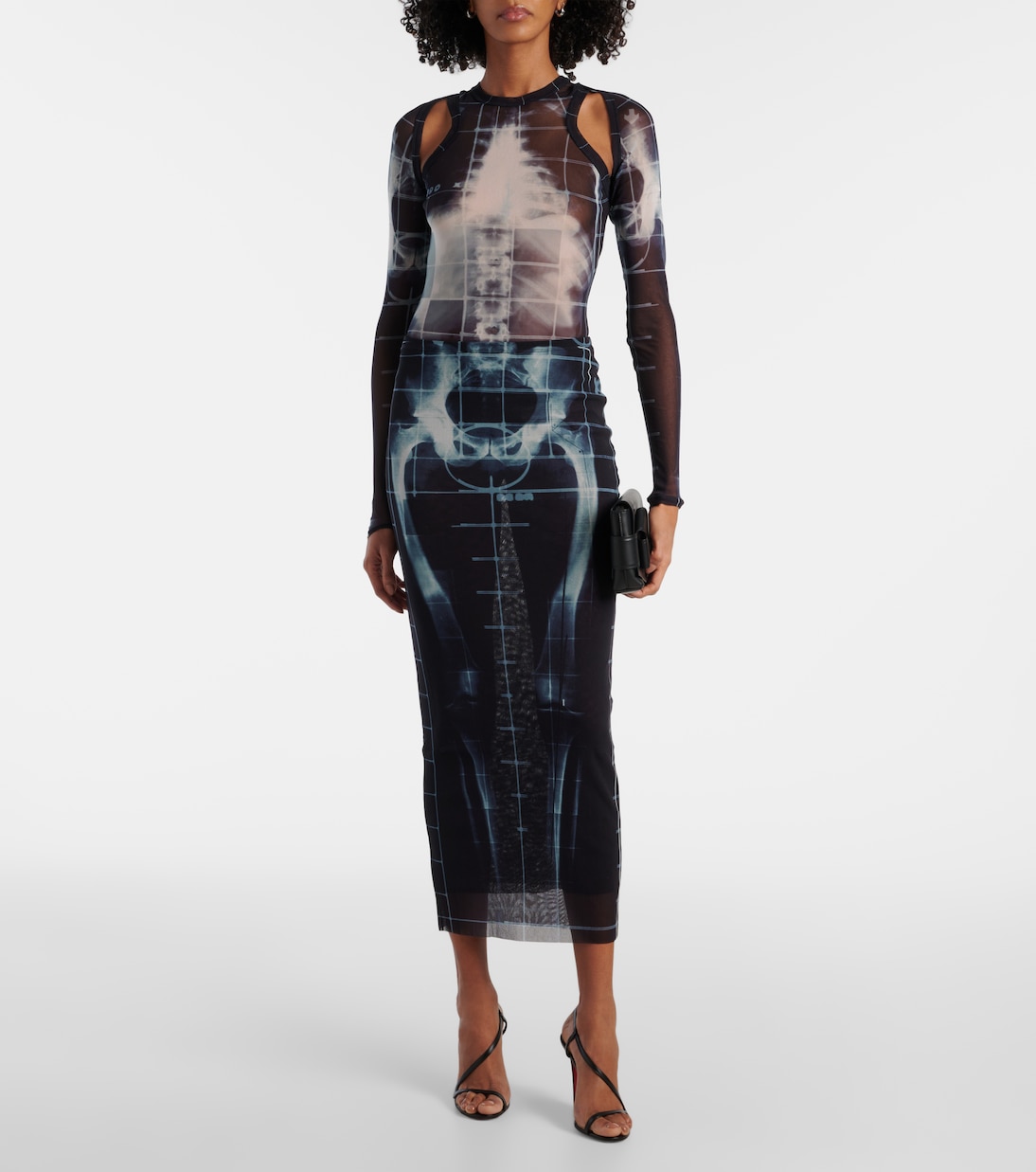Squeletor semi-sheer mesh maxi skirt | Jean Paul Gaultier
