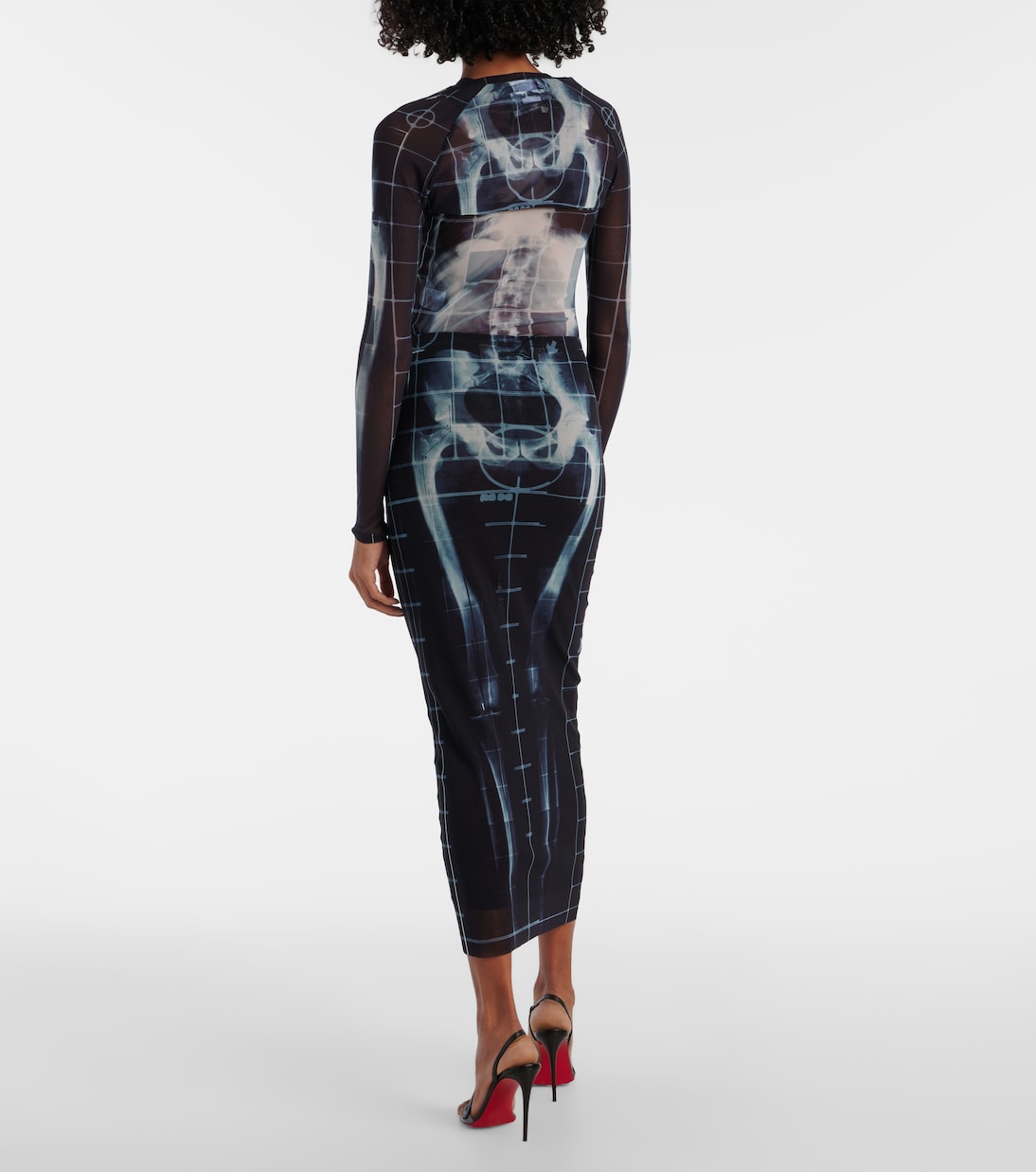 Squeletor semi-sheer mesh maxi skirt | Jean Paul Gaultier