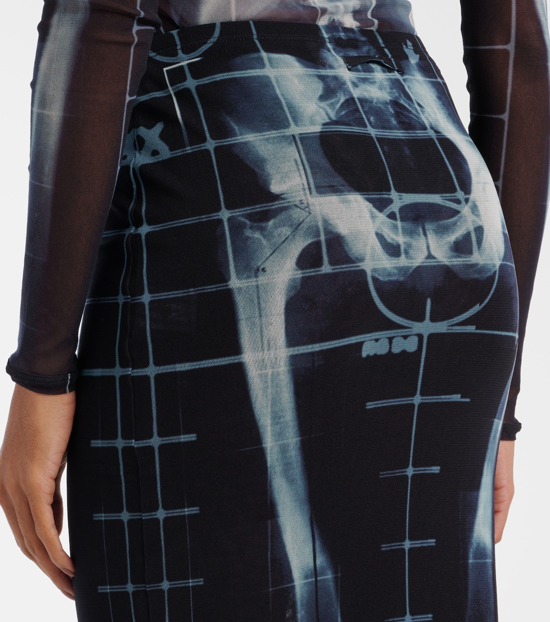 Squeletor semi-sheer mesh maxi skirt | Jean Paul Gaultier