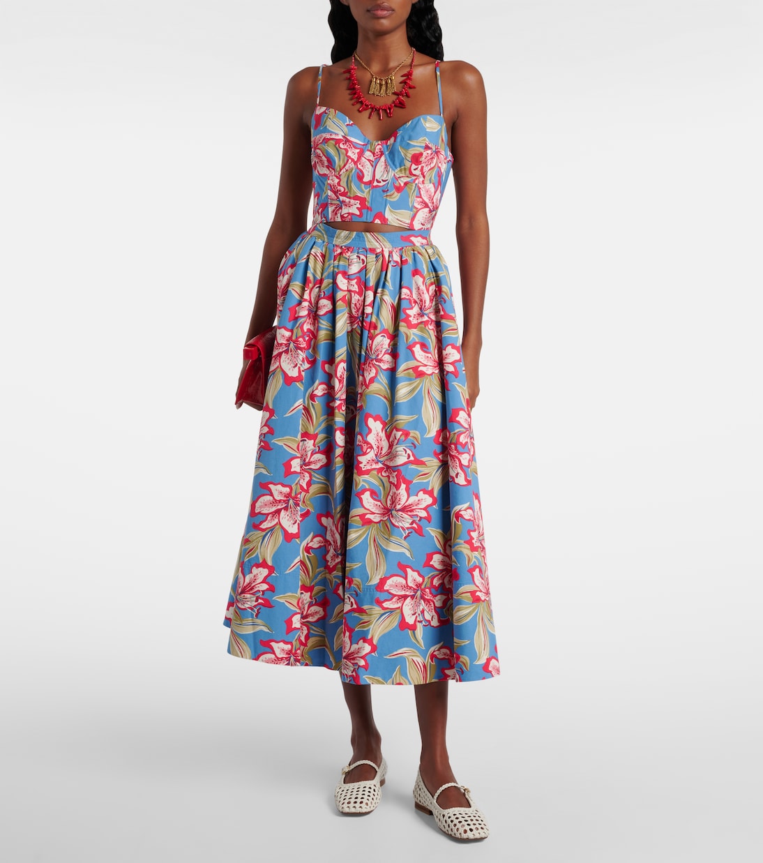 Falda midi de algodón fruncida floral | Polo Ralph Lauren