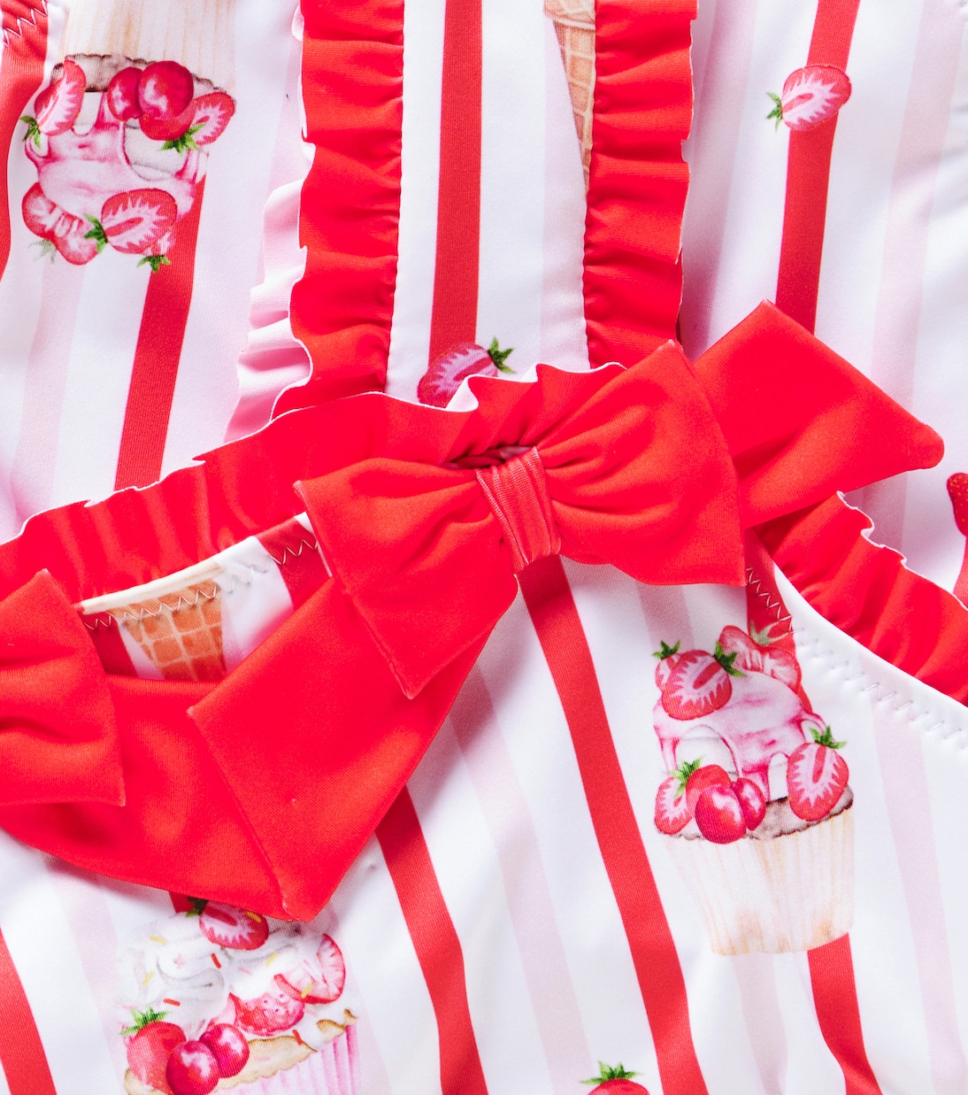 Bow-detail striped printed swimsuit | Patachou