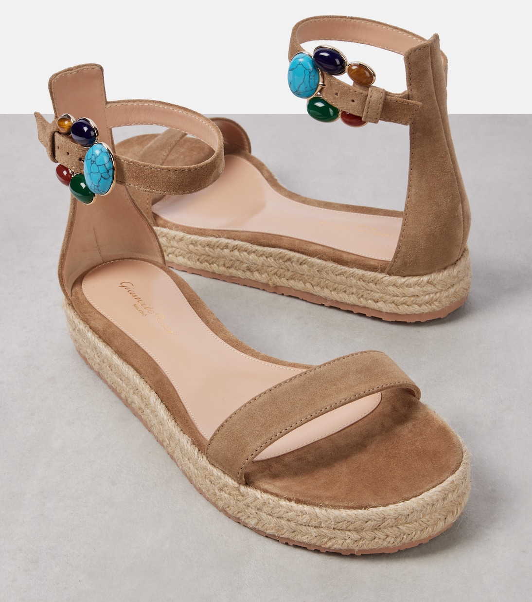 Verzierte Espadrille-Sandalen aus Veloursleder | Gianvito Rossi