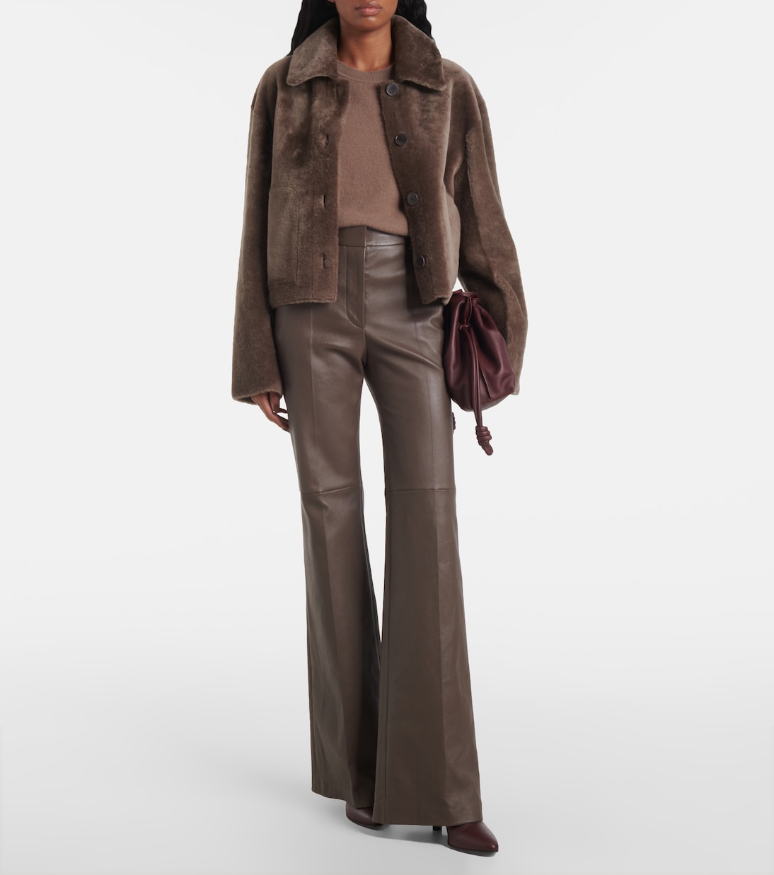 Tafira mid-rise leather flared pants | Joseph
