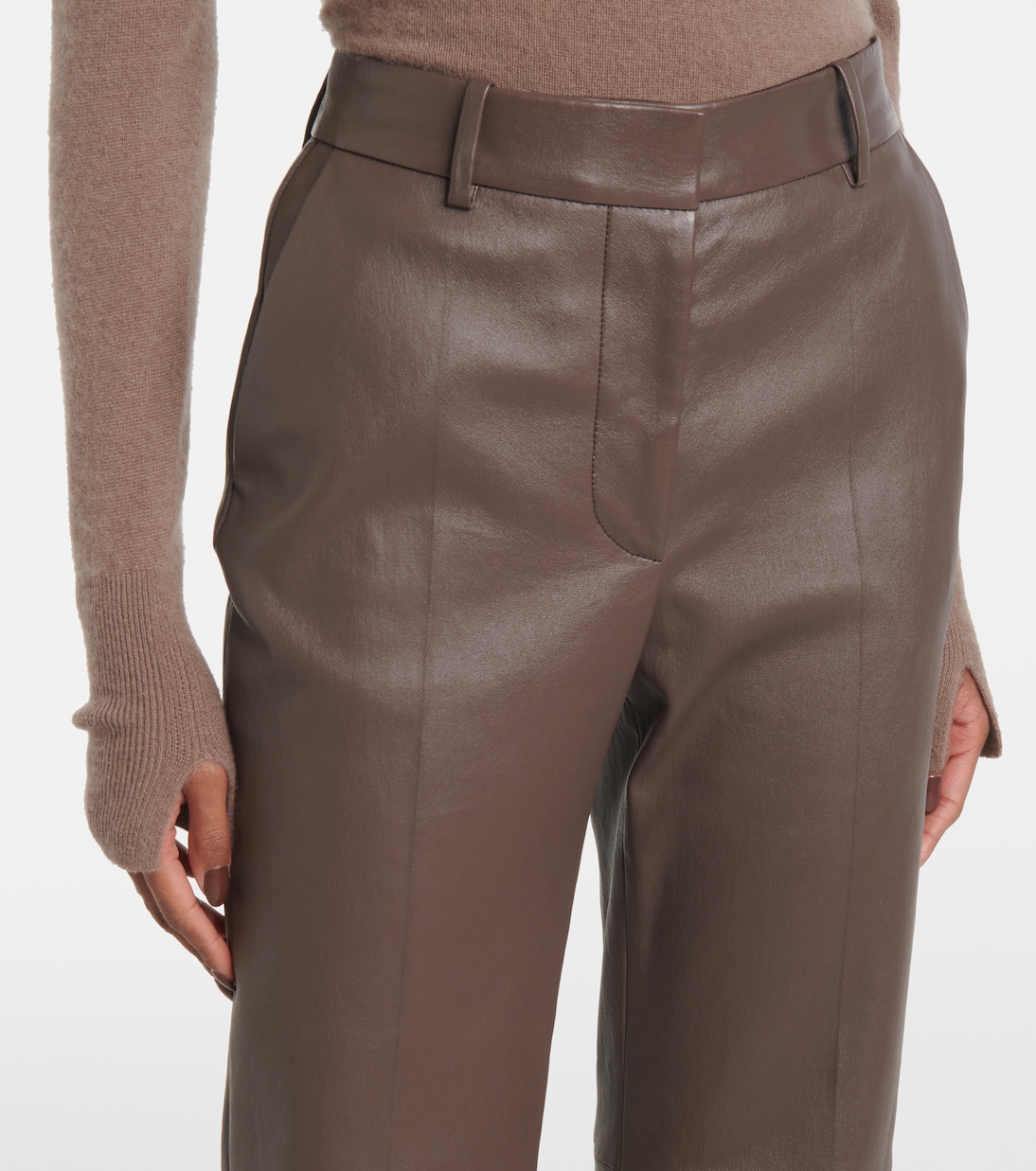 Tafira mid-rise leather flared pants | Joseph