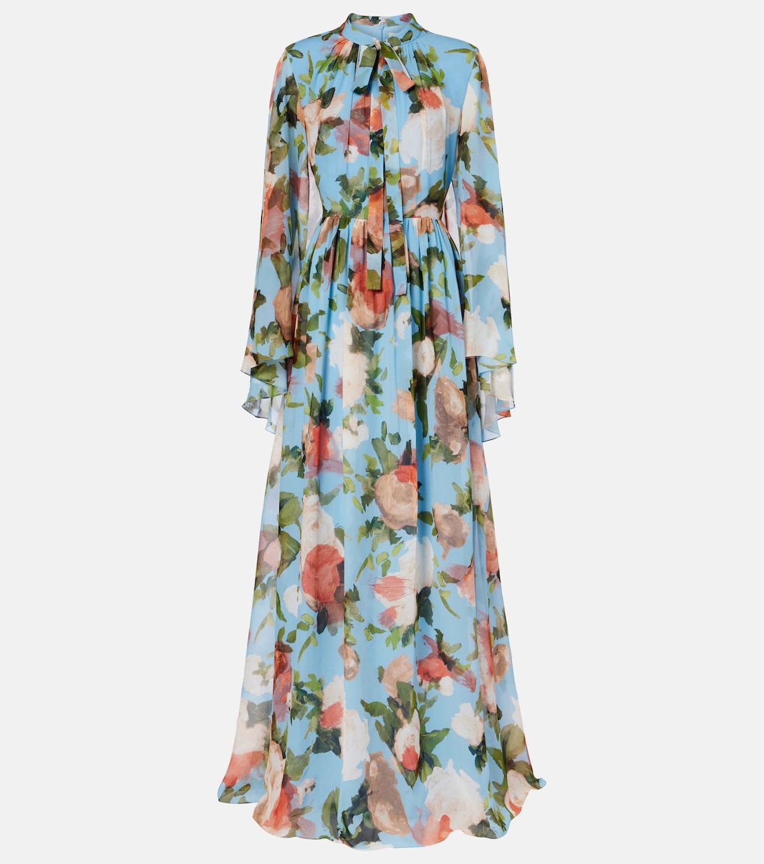 Robe longue en soie à fleurs | Erdem