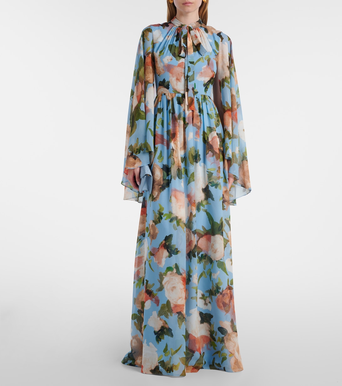 Robe longue en soie à fleurs | Erdem