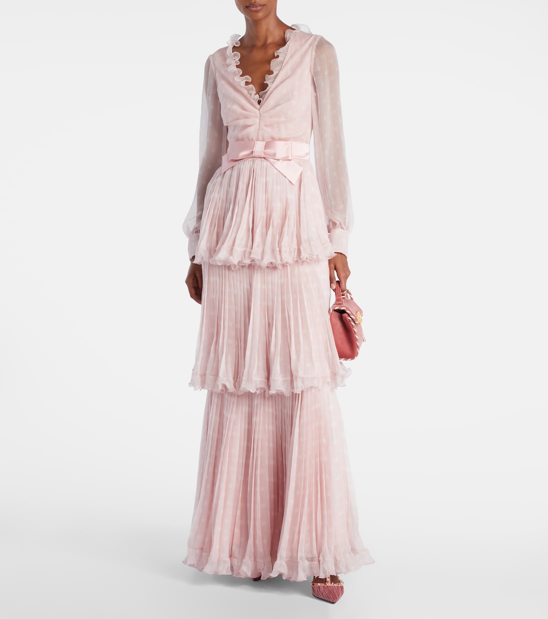 Plus De Pois silk crepon chiffon gown | Valentino