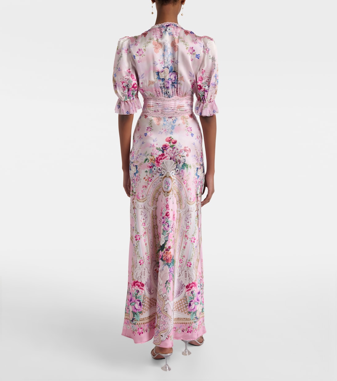Lace-trimmed printed silk midi dress | Camilla