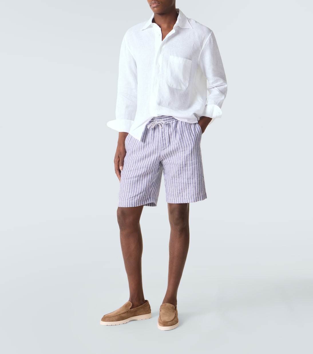 Alfa striped linen Bermuda shorts | Fedeli