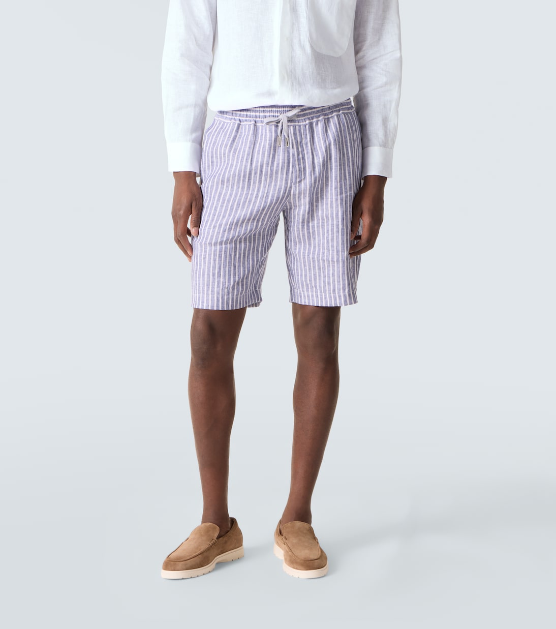 Alfa striped linen Bermuda shorts | Fedeli
