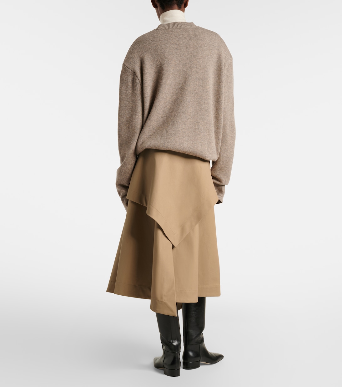 Gonna midi asimmetrica in canvas di cotone | Róhe