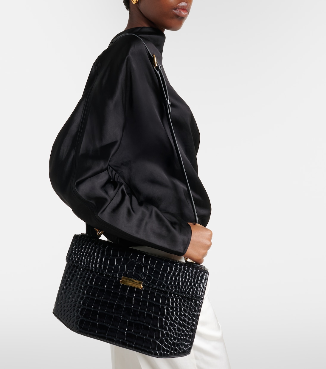 Box Small croc-effect leather top-handle bag | Toteme
